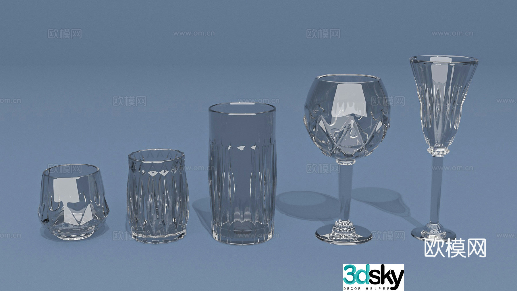 Wine divider glass water cup crystal cup goblet 3d model