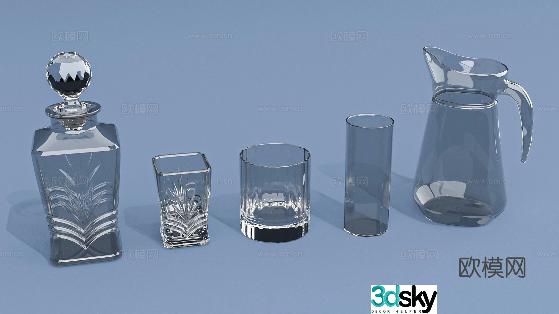 Wine bottle packaging wine divider glass water cup crystal cup 3d model