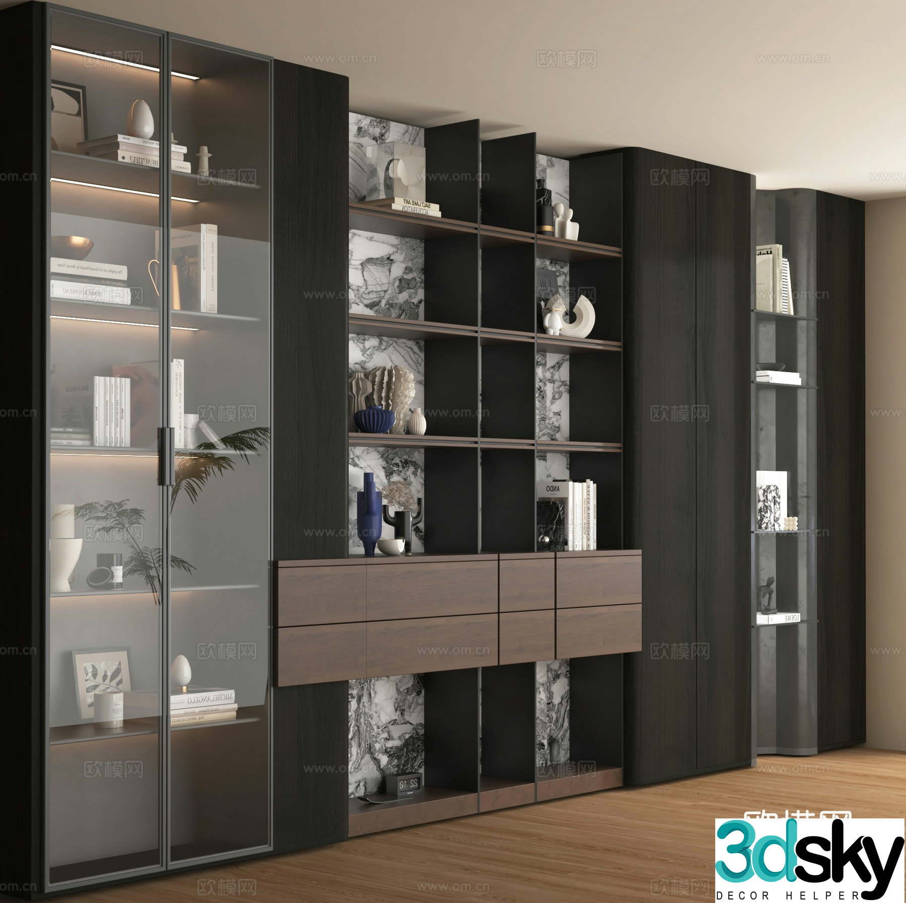 Showcase Locker Cabinet Decoration Cabinet Bookcase 3D Model