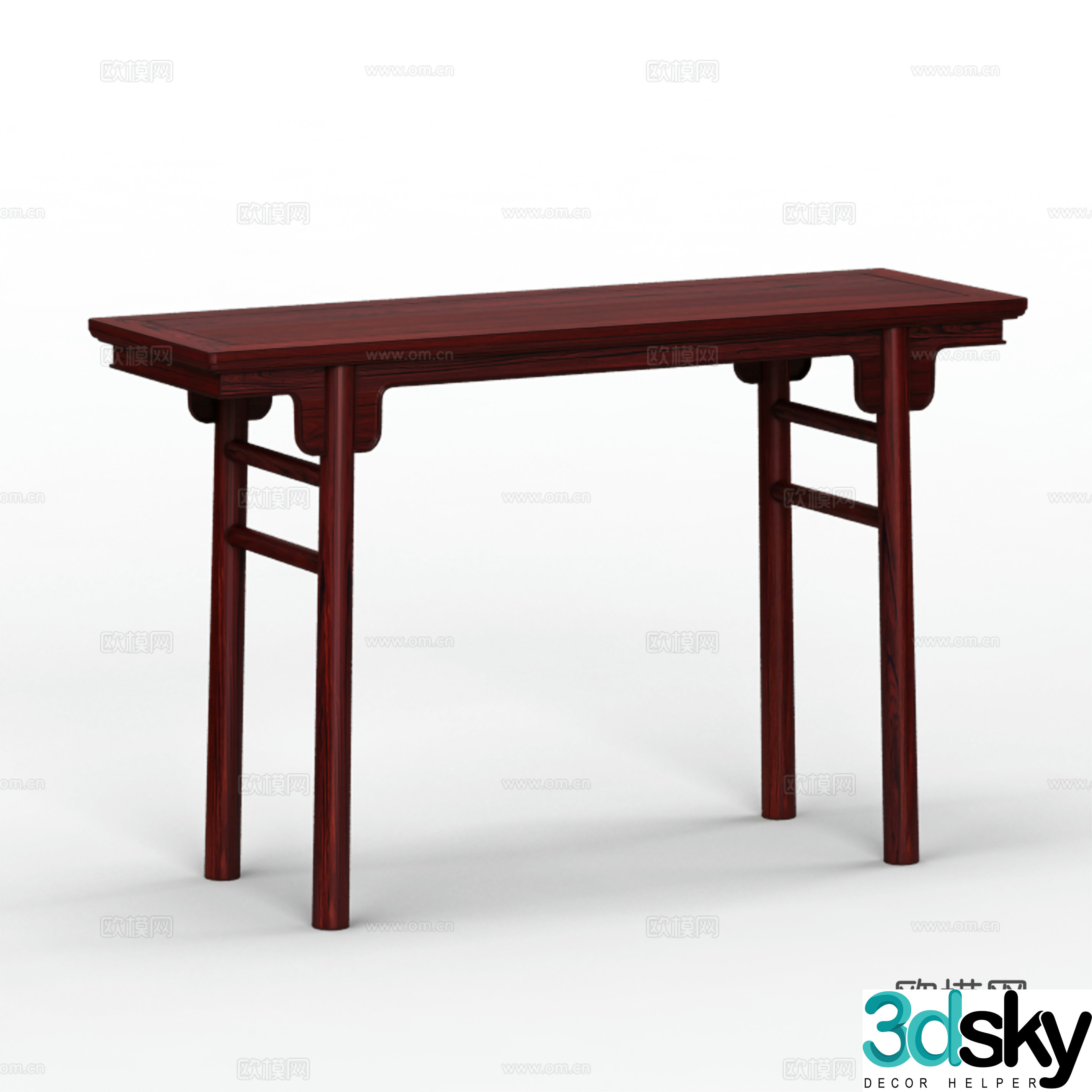 Chinese style case flat head case entrance table solid wood mahogany 3D model
