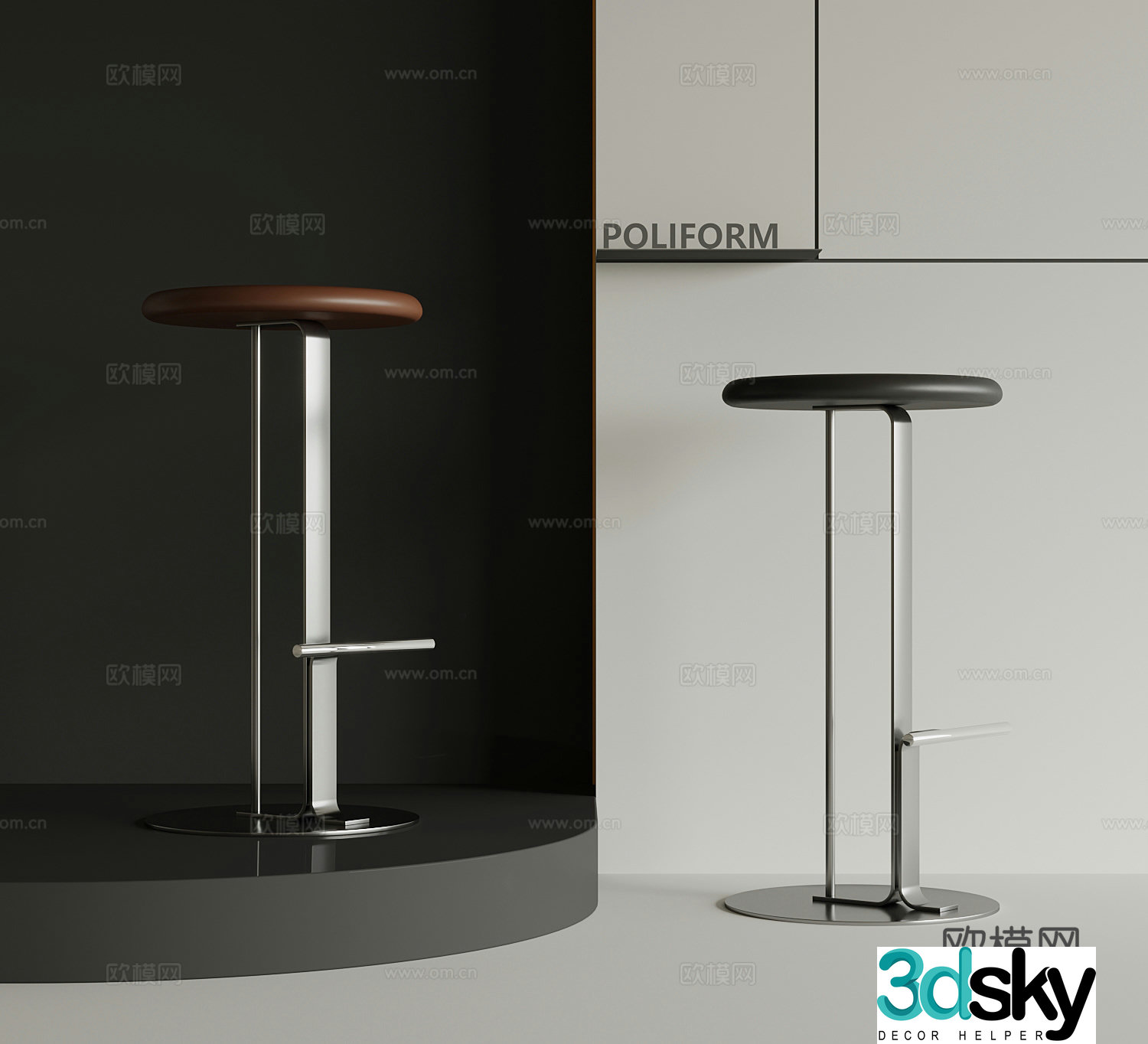 Modern bar chair bar stool 3d model