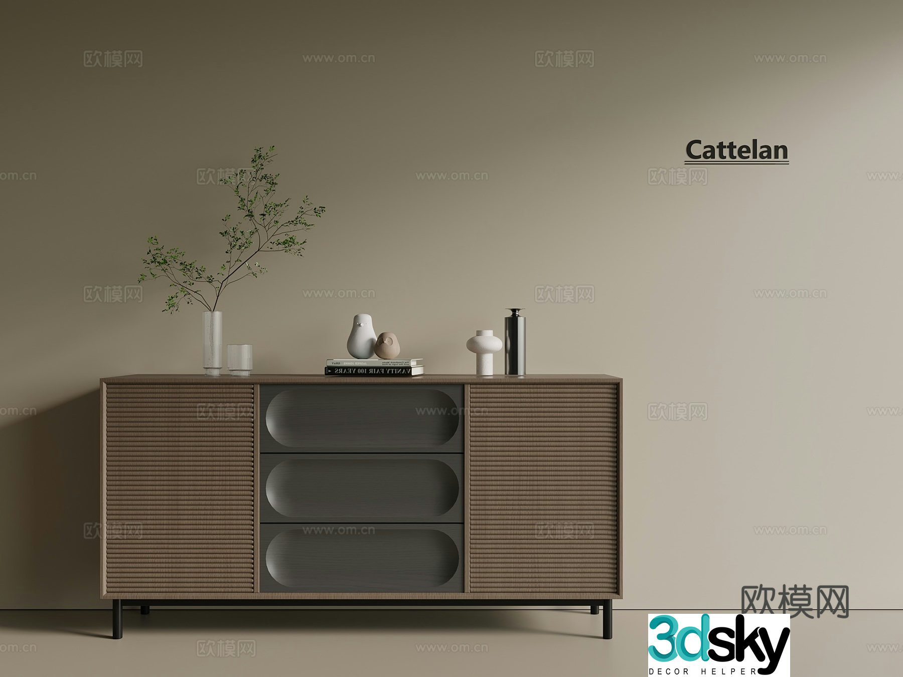 Italian light luxury porch cabinet side cabinet end view cabinet porch cabinet low cabinet 3D model