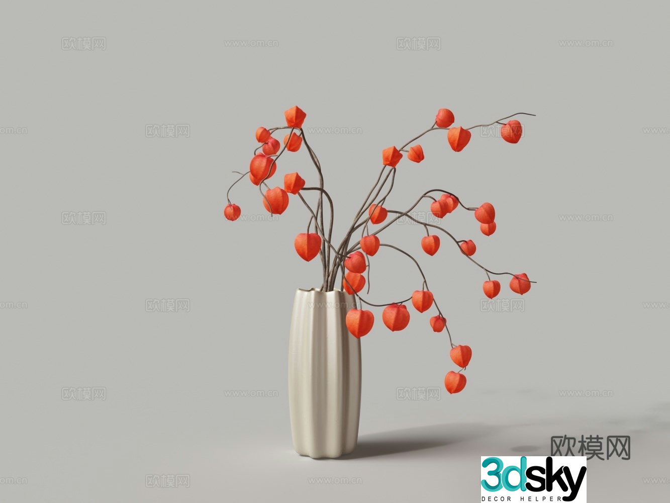 Modern white porcelain vase lantern flower flower arrangement 3d model