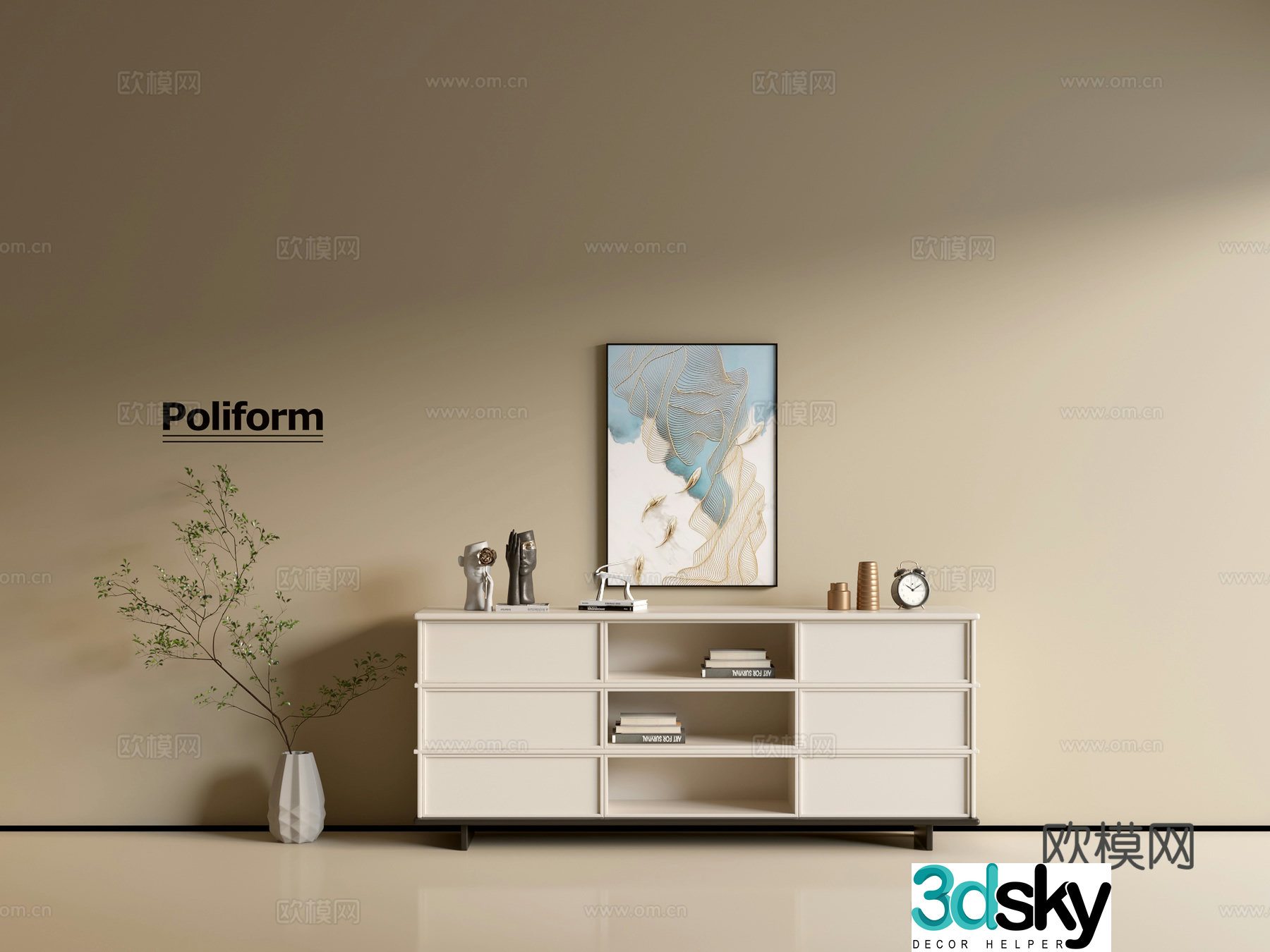Modern cream wind chest of cabinet ins wind minimalist wind cabinet whole cabinet sideboard balcony cabinet 3d model