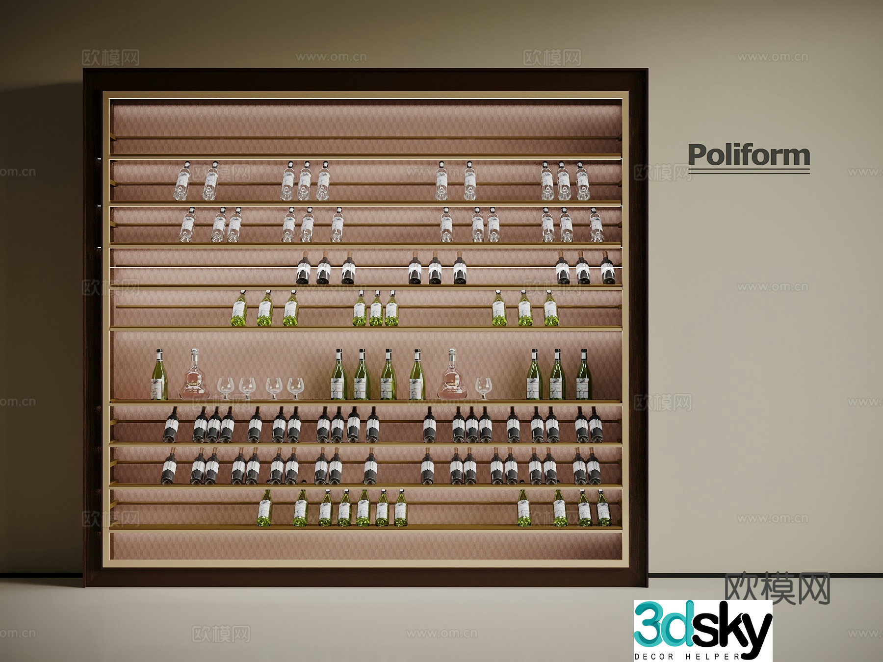 Modern wine cabinet glass wine cabinet 3d model