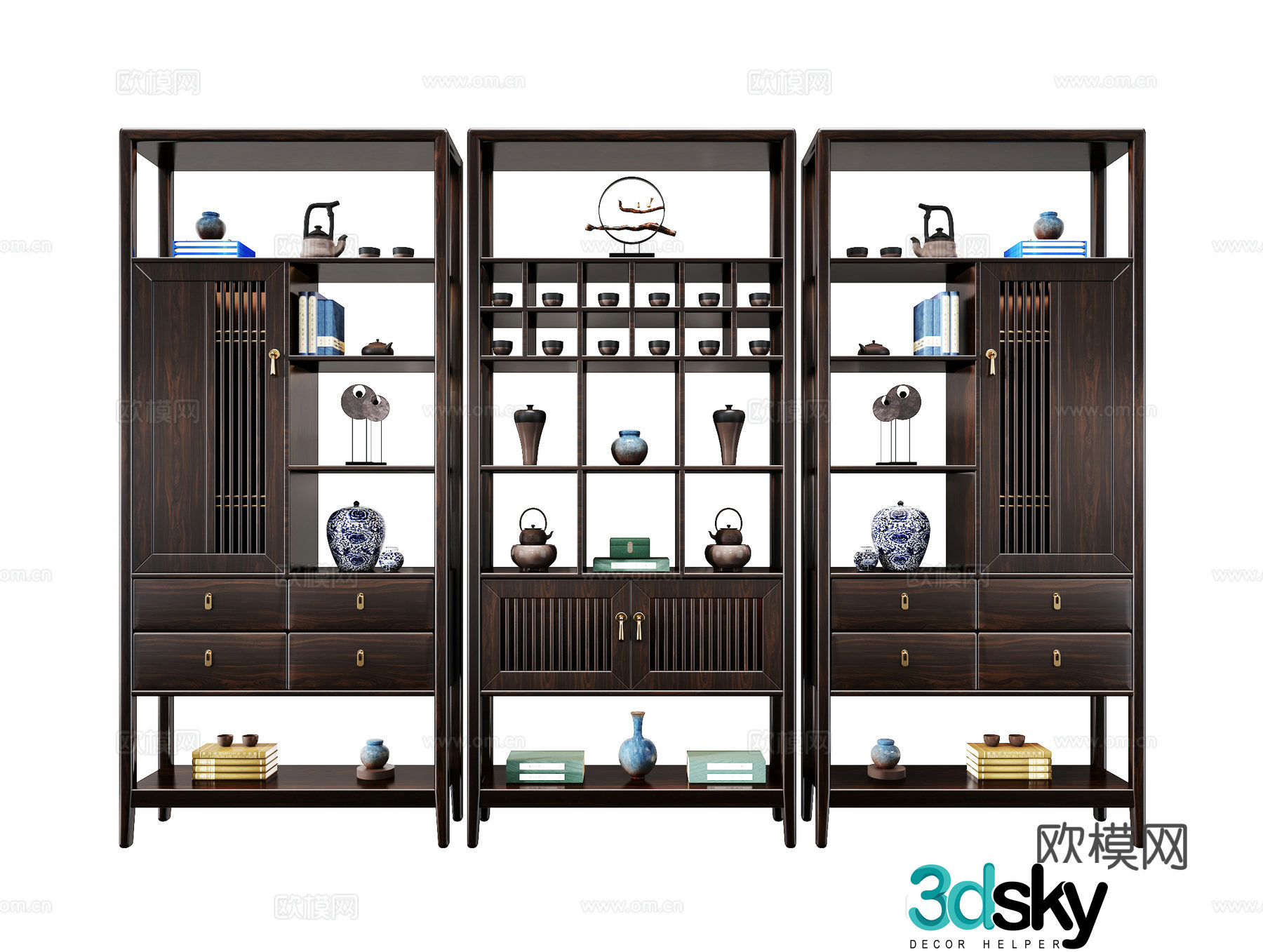 New Chinese style boulevard combination 3D model