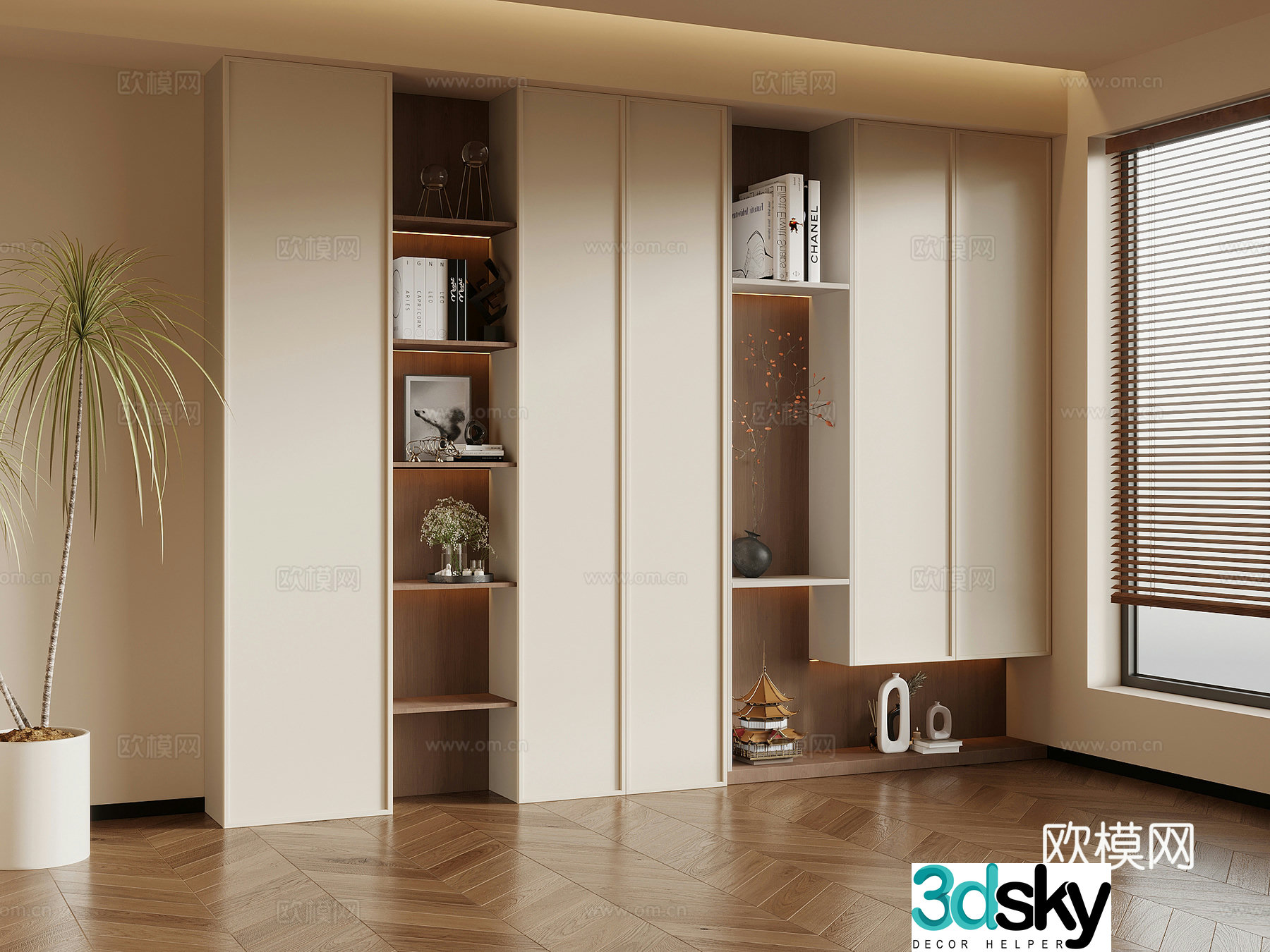 3D model of medieval style bookcase