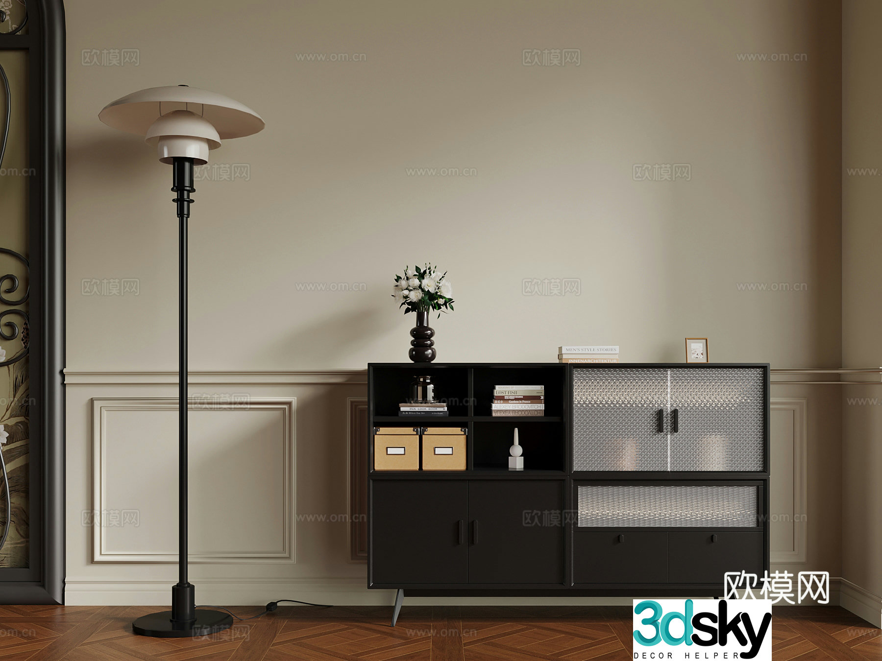 French entrance cabinet floor lamp 3D model