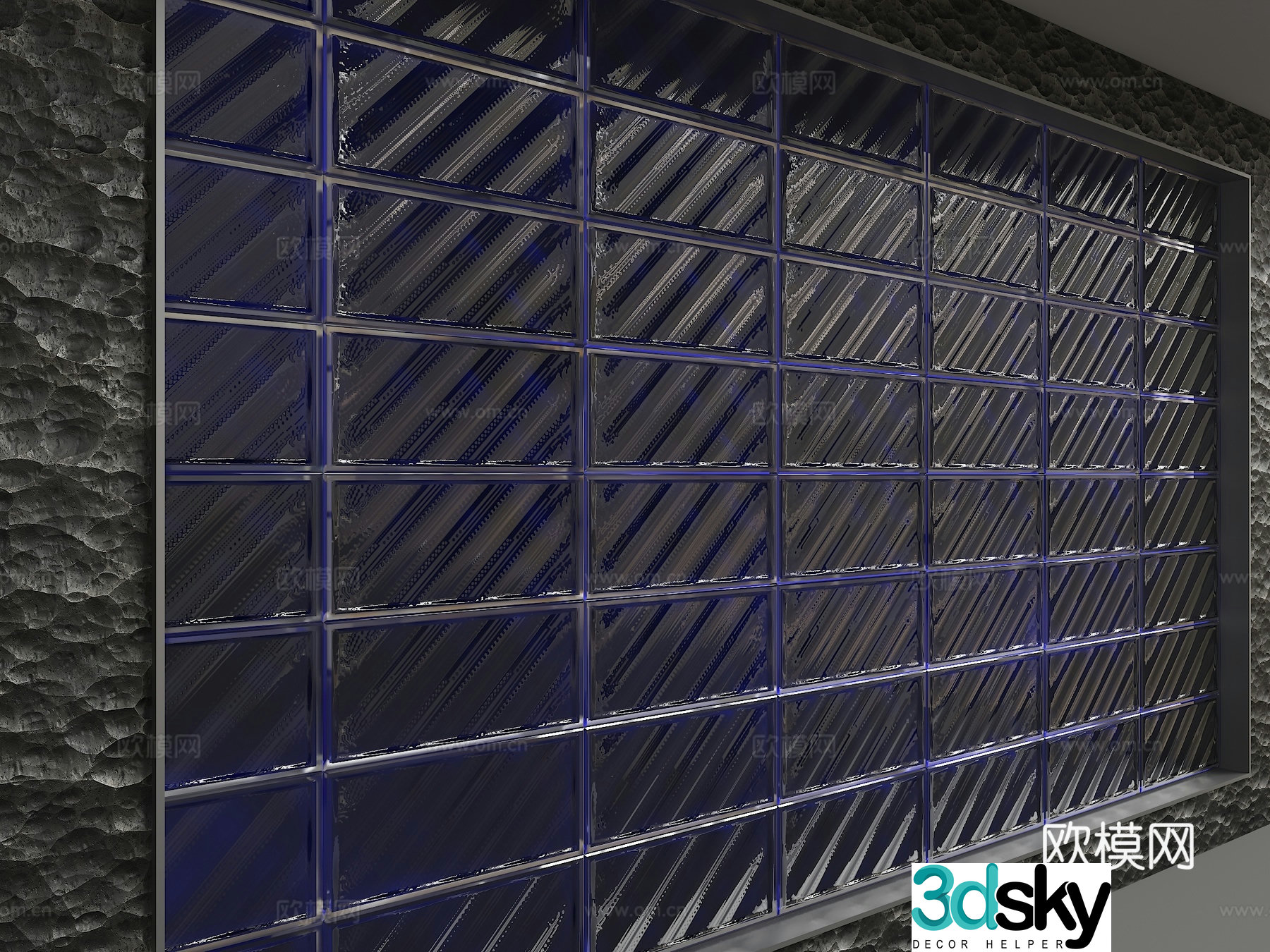 Modern glass partition 3d model