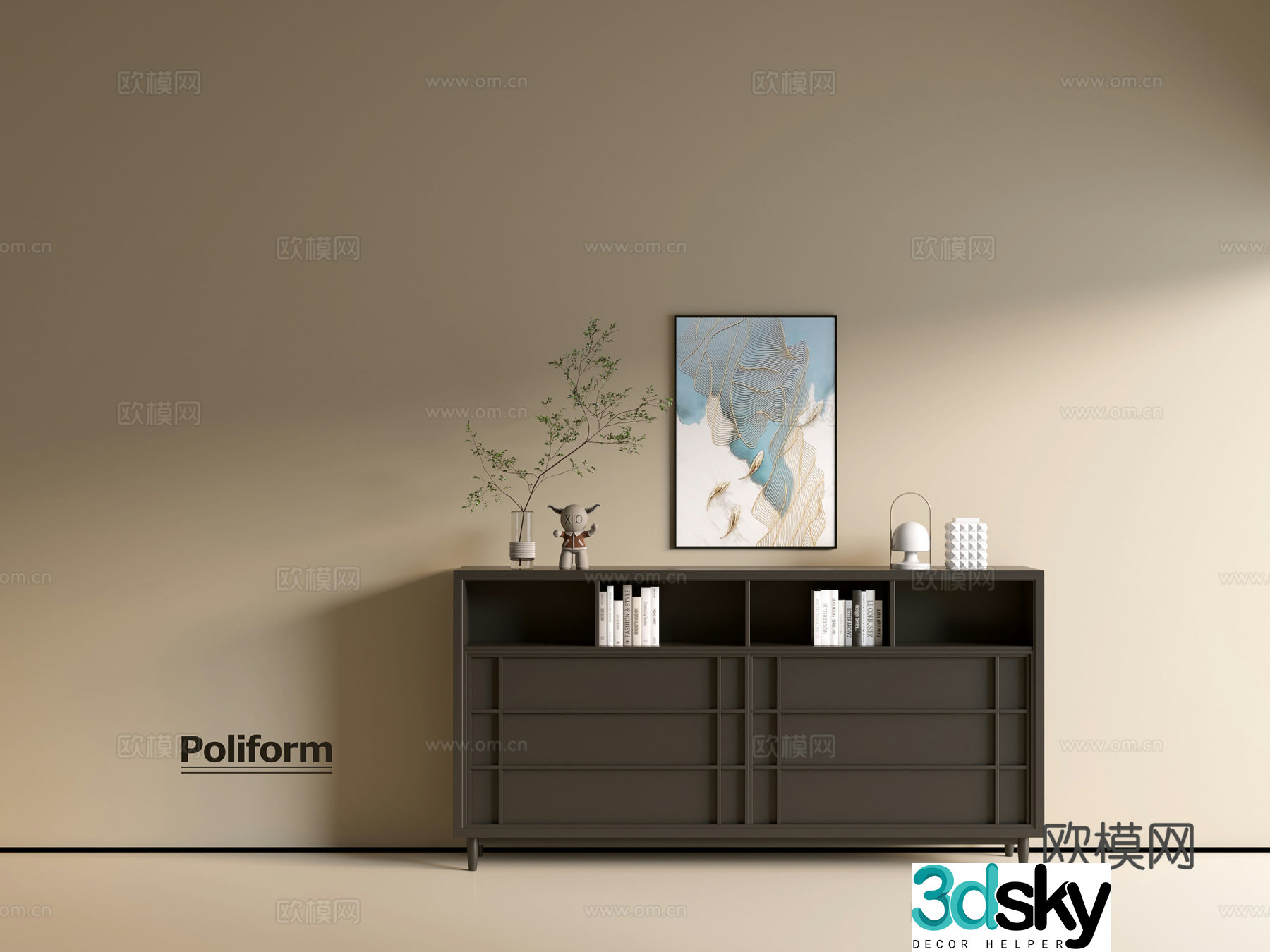 Modern black cabinet ins wind side cabinet chest cabinet low cabinet whole cabinet dining side cabinet balcony cabinet 3d model