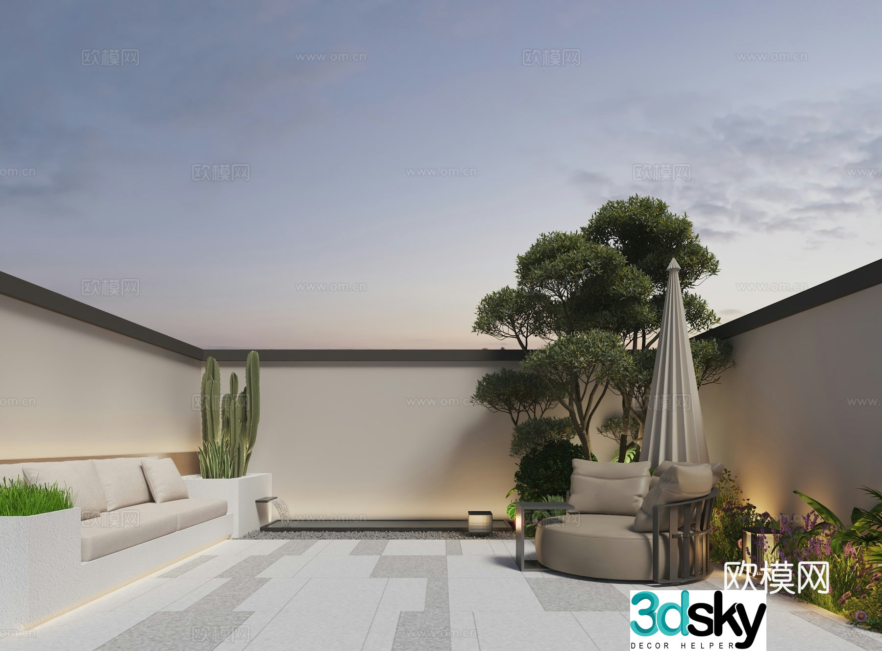 Modern garden courtyard 3d model