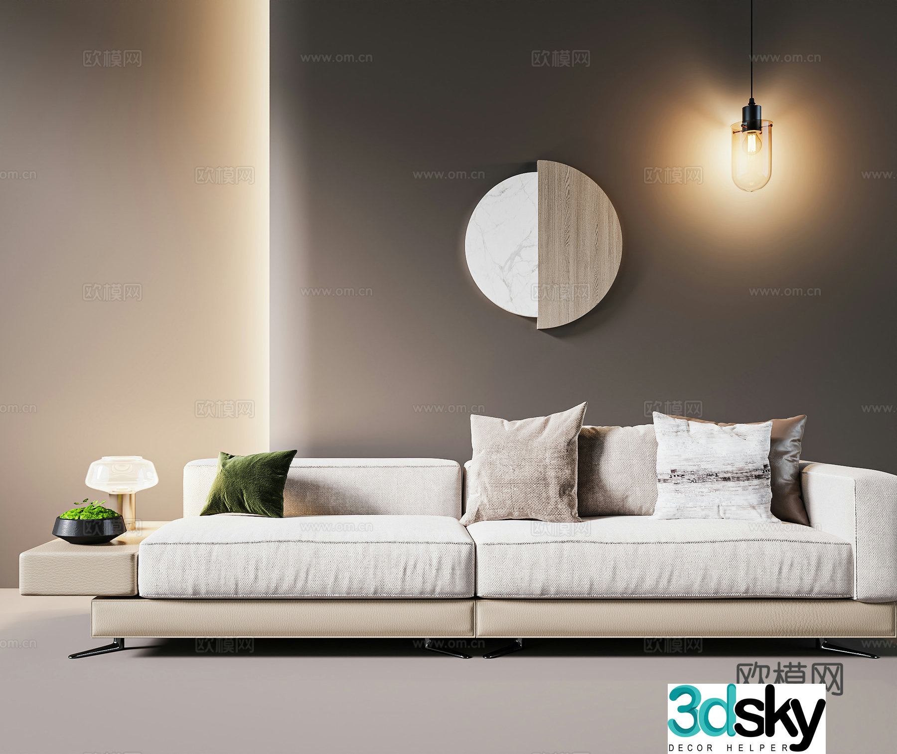 Modern casual sofa fabric sofa sofa pillow 3D model