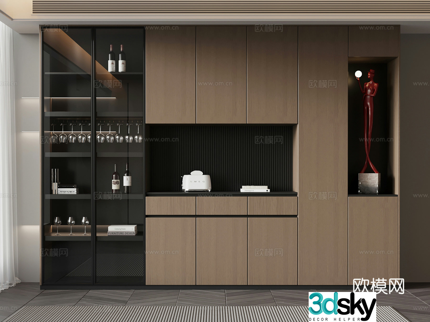 Wine cabinet modern Italian wine cabinet 3d model