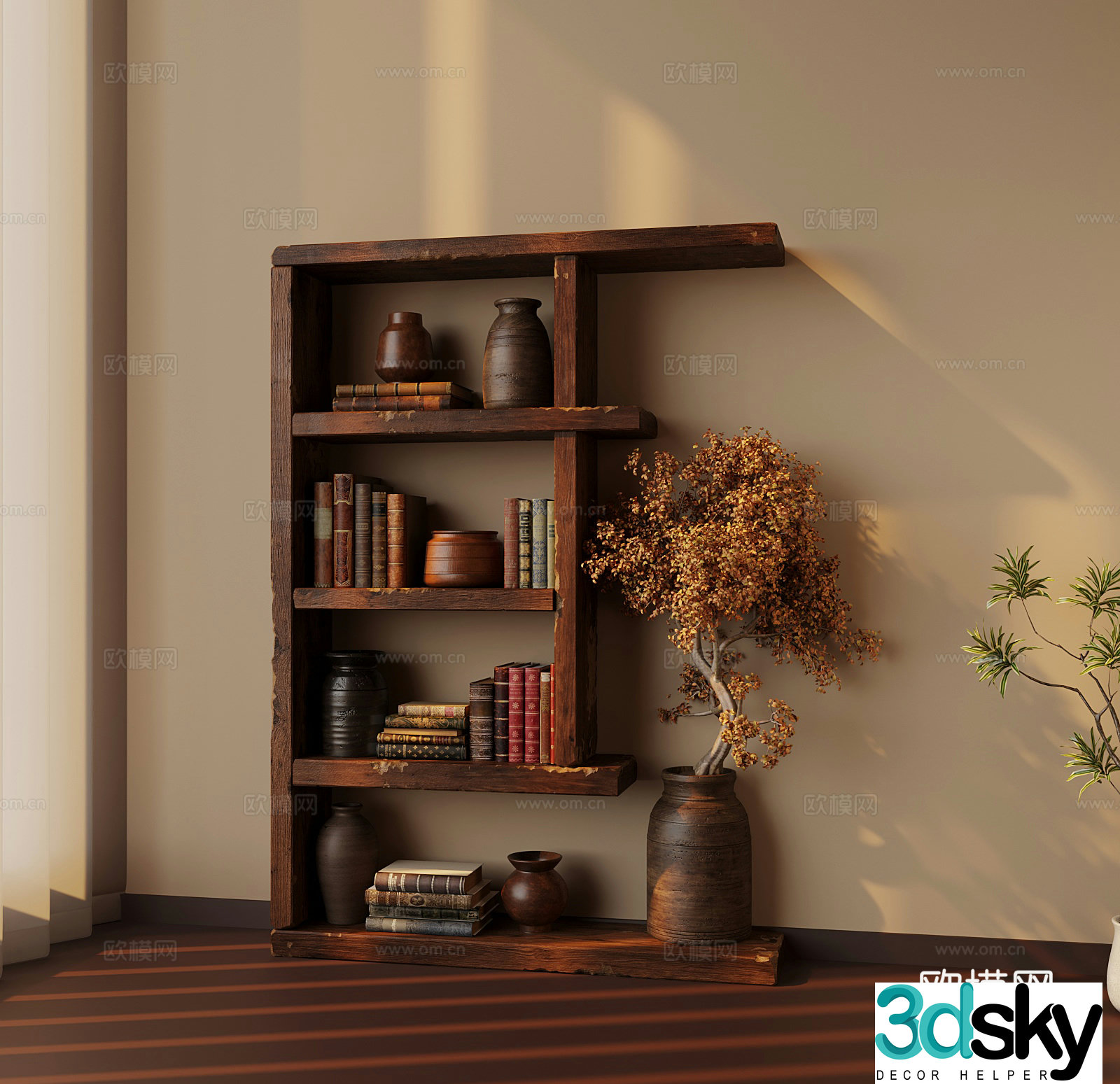 New Chinese style storage rack green plant 3D model