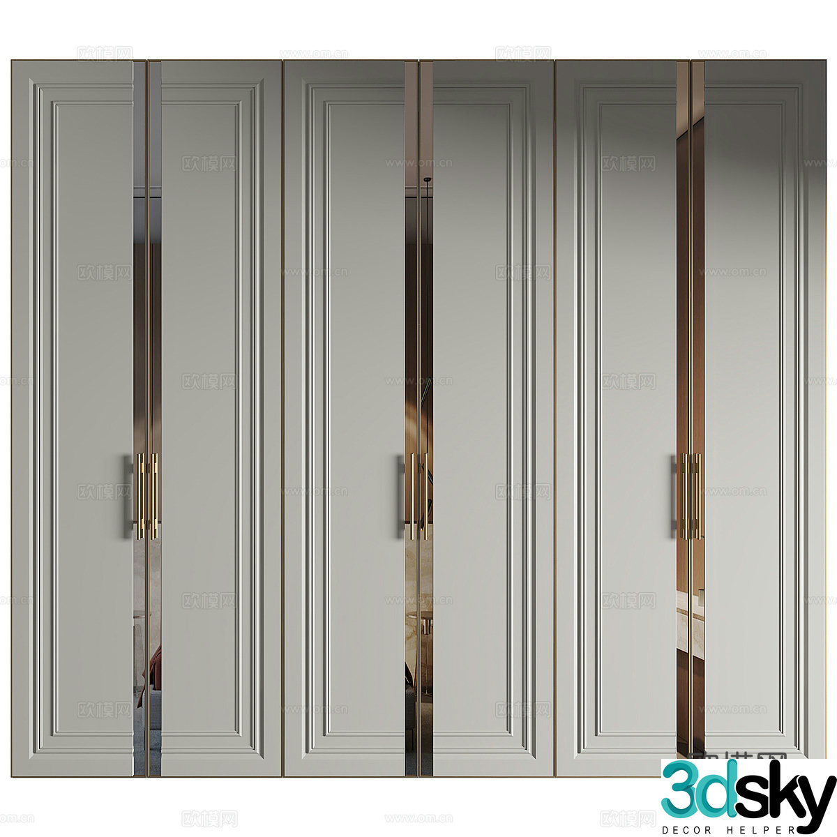 Modern wall decoration door wardrobe 3d model