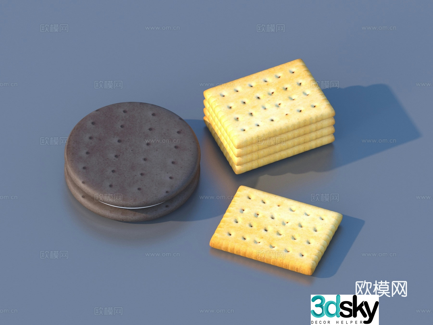 Cookies Desserts Snacks Food 3D Model