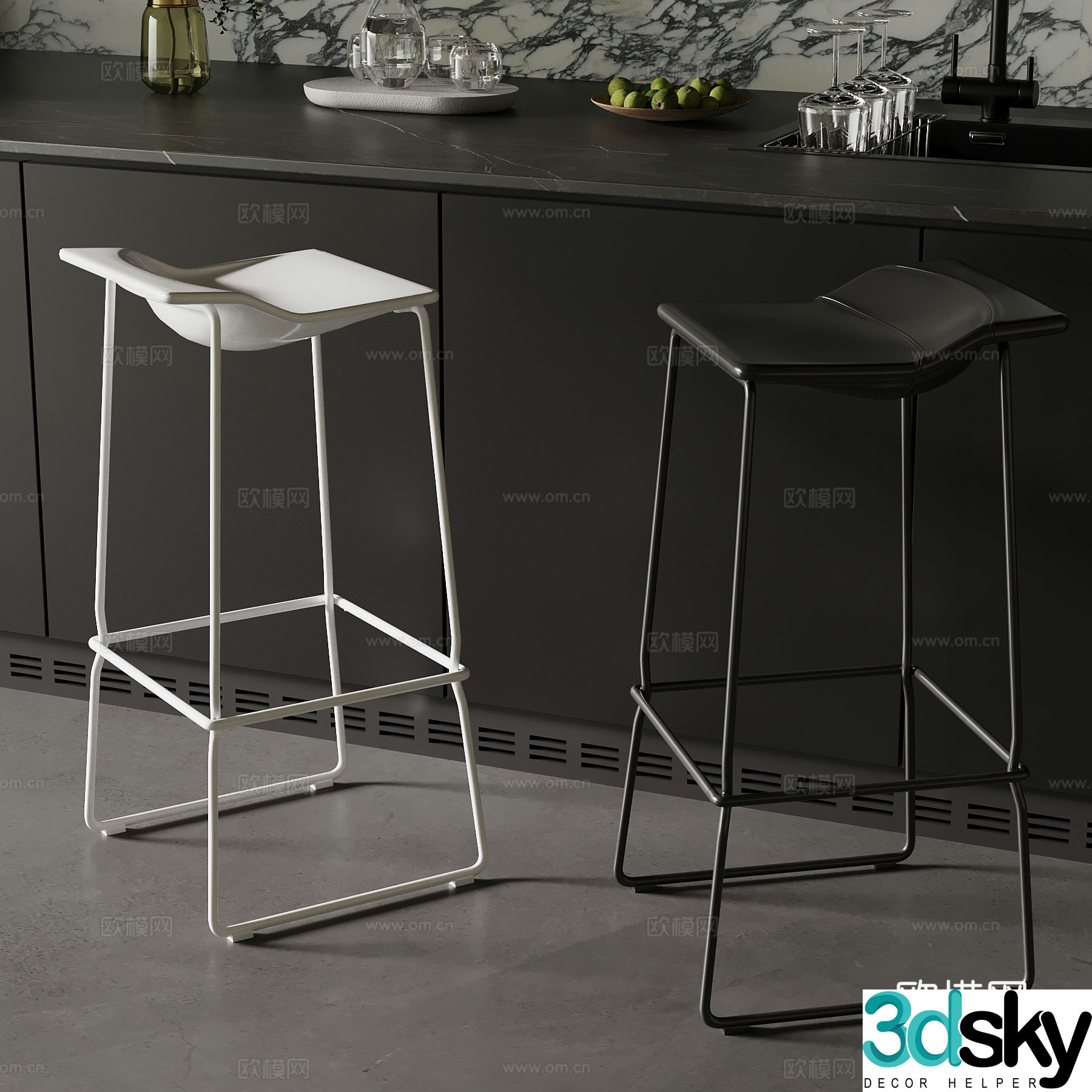 Modern bar stool bar chair 3d model