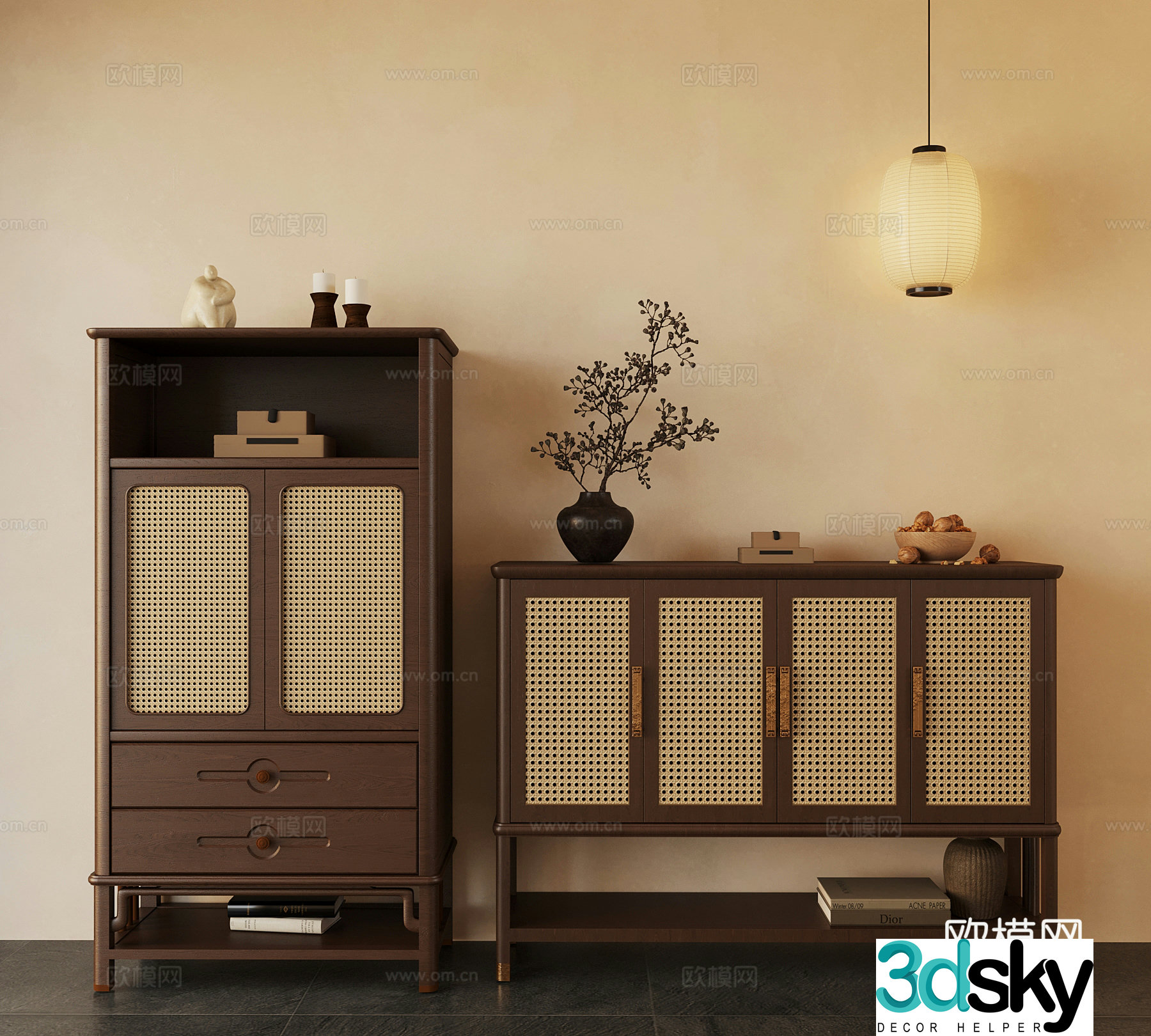 Middle style cabinet side cabinet 3D model