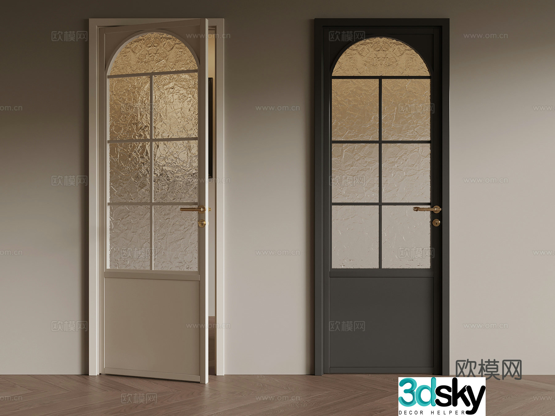 French single-opening glass door 3D model