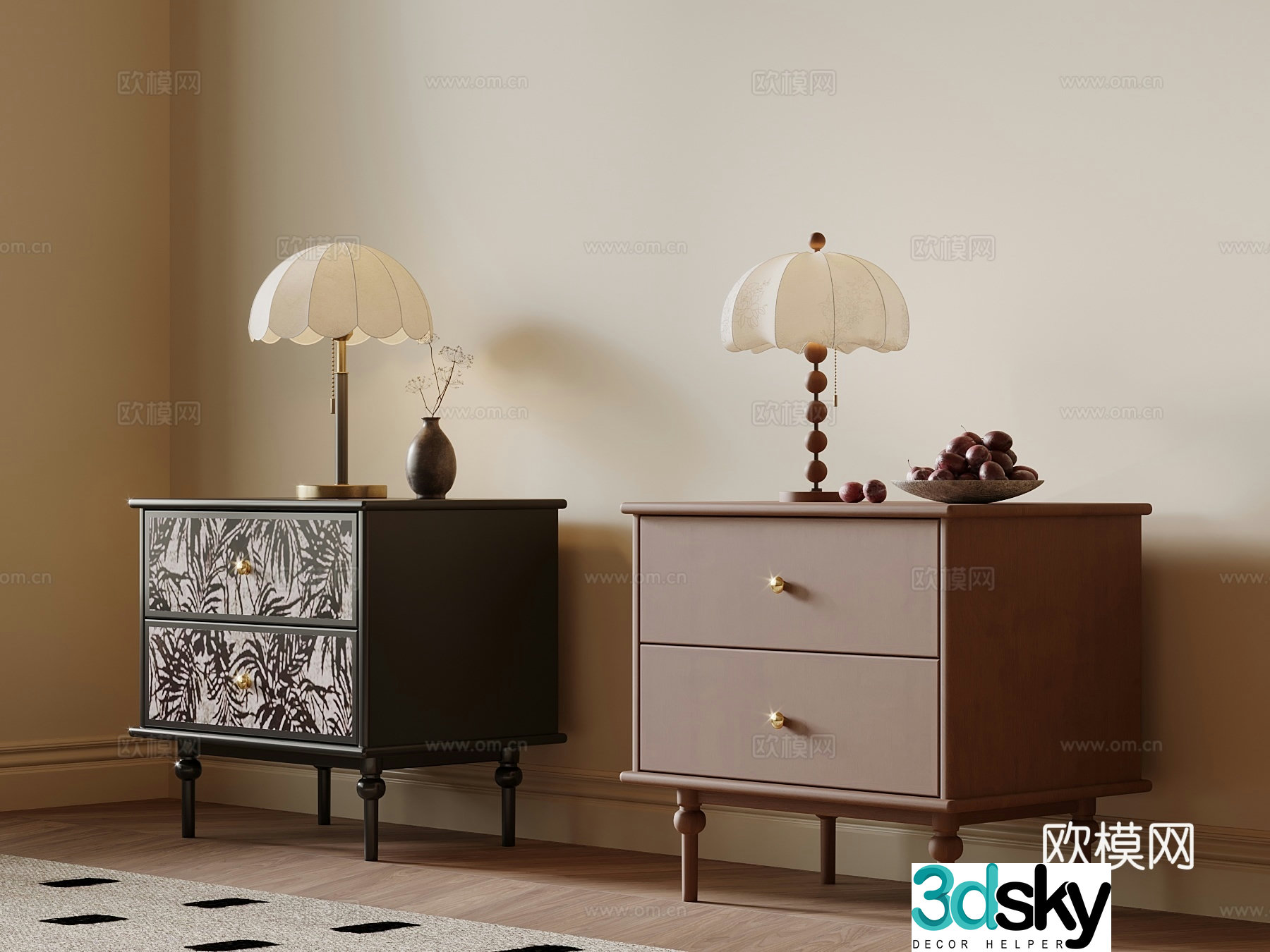 French medieval style bedside table 3D model