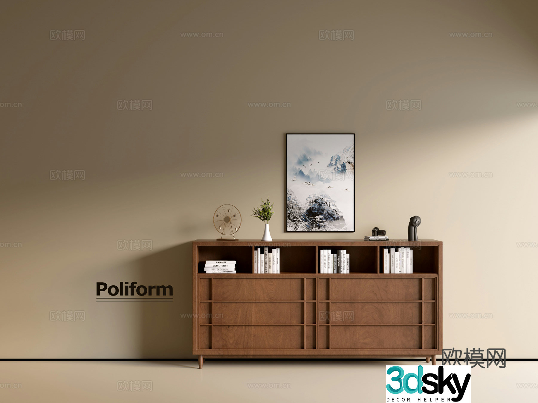 Modern wood grain cabinet ins wind minimalist wind cabinet whole cabinet sideboard balcony cabinet storage 3D model