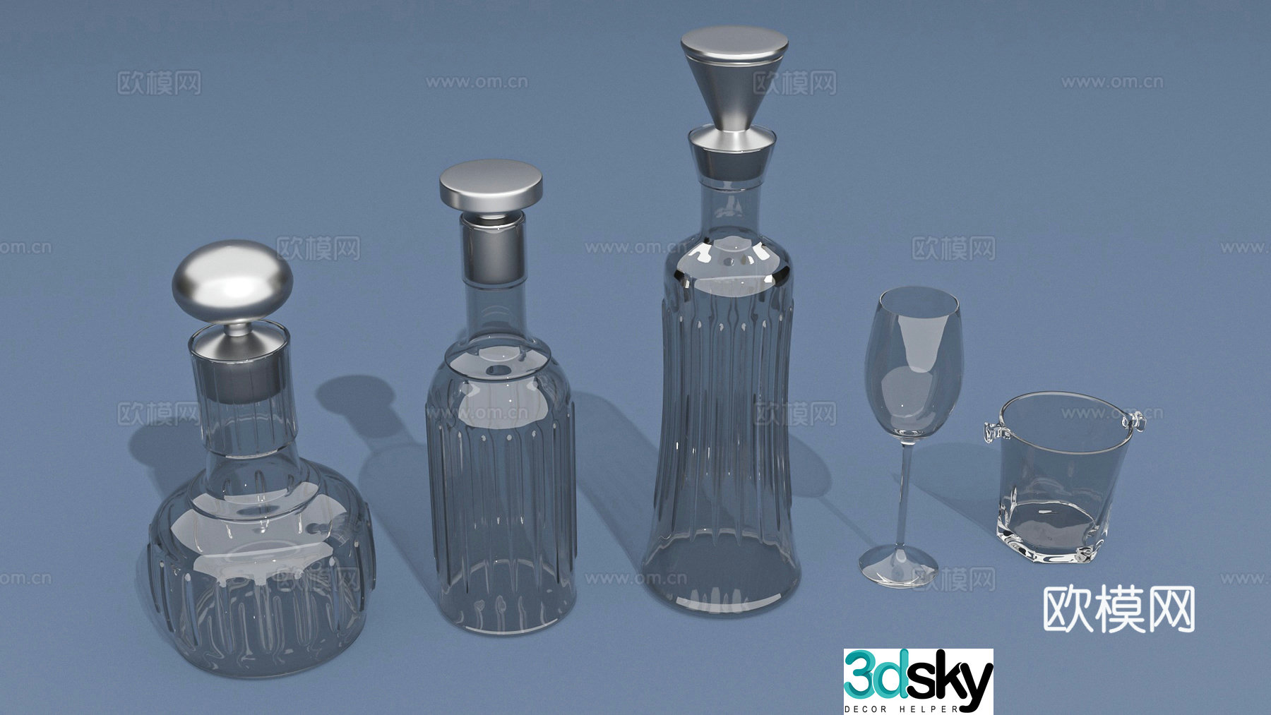 Wine bottle packaging wine divider glass cup water cup crystal cup goblet glass bottle 3d model