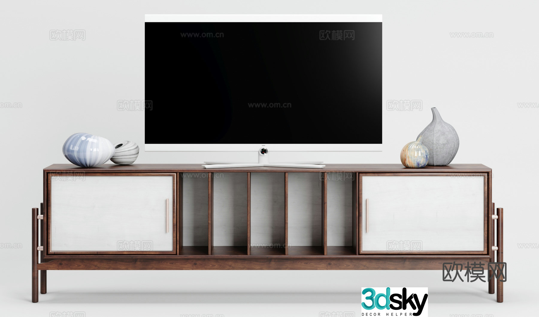 New Chinese TV cabinet TV set Decorative ornament combination 3D model