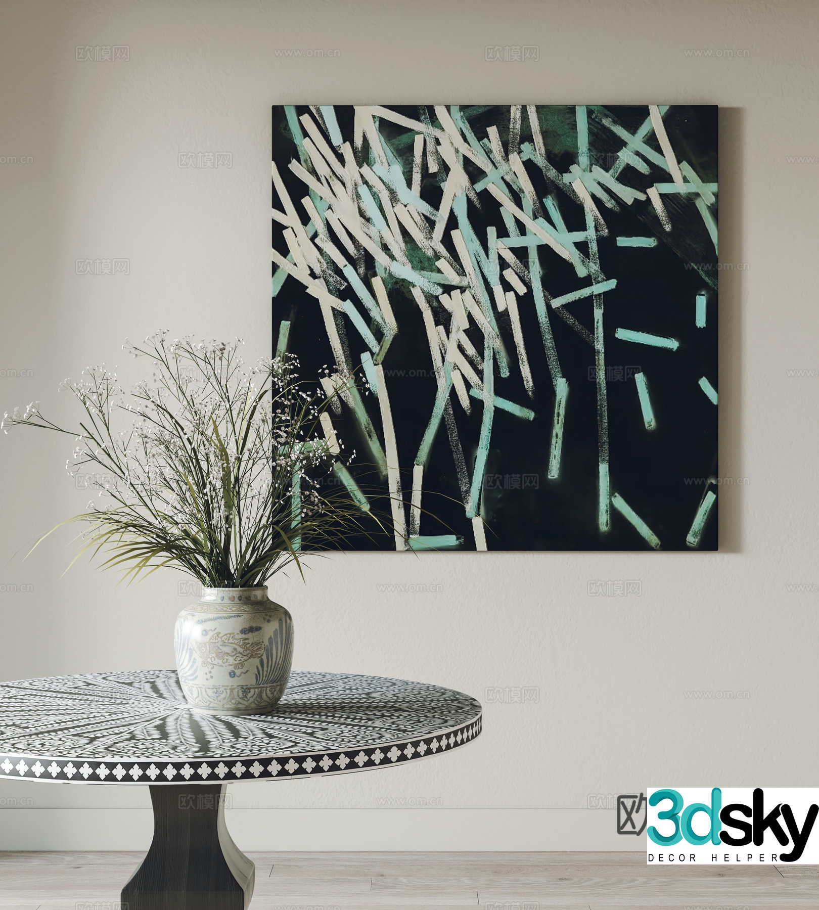 Modern hanging paintings decorative paintings ornaments dining table 3d model