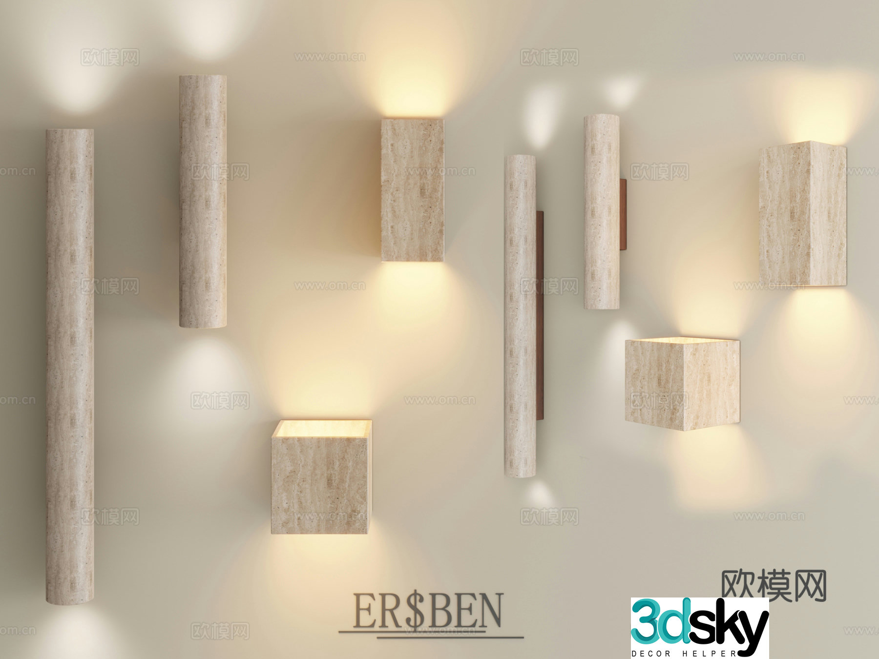 Outdoor wall lights waterproof long strip lights garden villa courtyard balcony terrace simple Japanese decorative wall lamps 3D model
