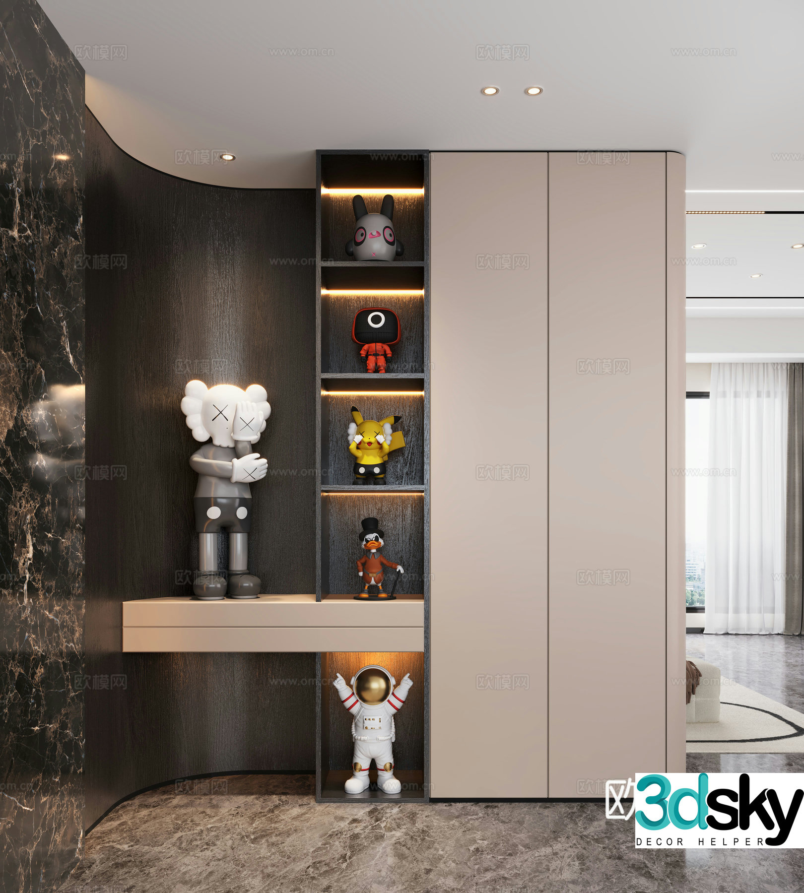 Modern entrance entrance hall Decorative hall Porch background Porch partition Porch decoration cabinet 3D model