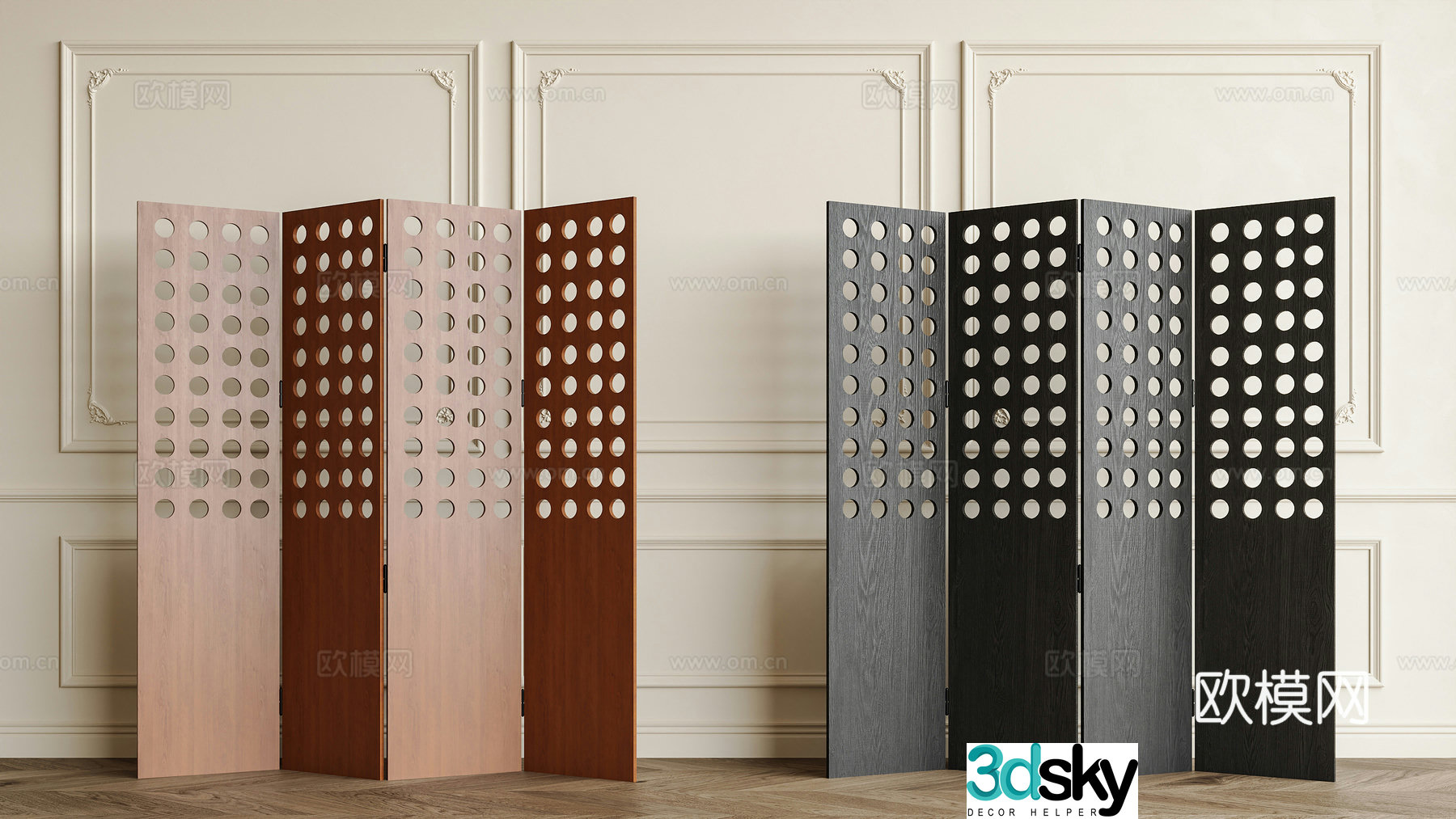 Middle-aged partition Solid wood partition Screen partition Medium-aged screen partition Folding screen partition 3D model
