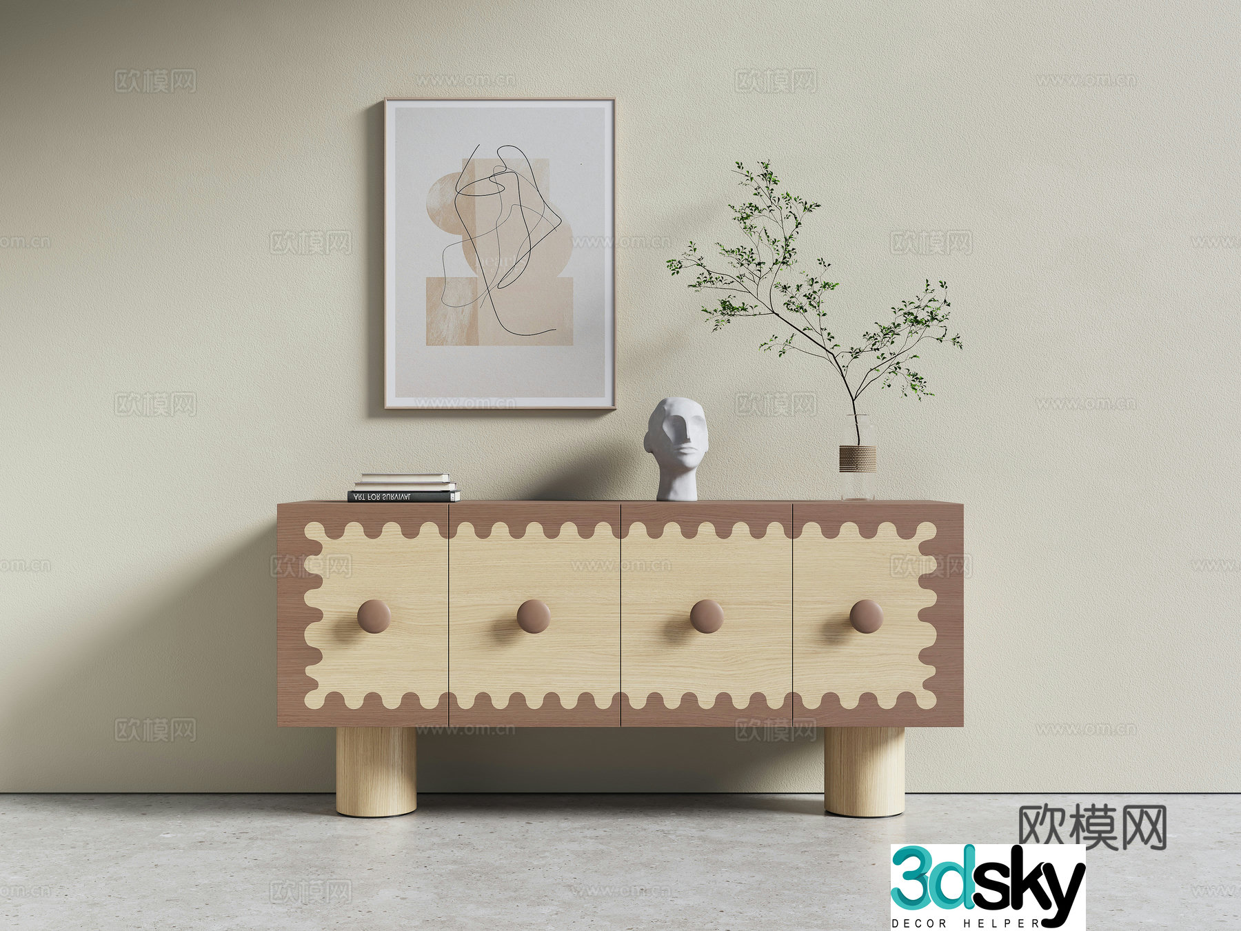 Nordic side cabinet 3D model