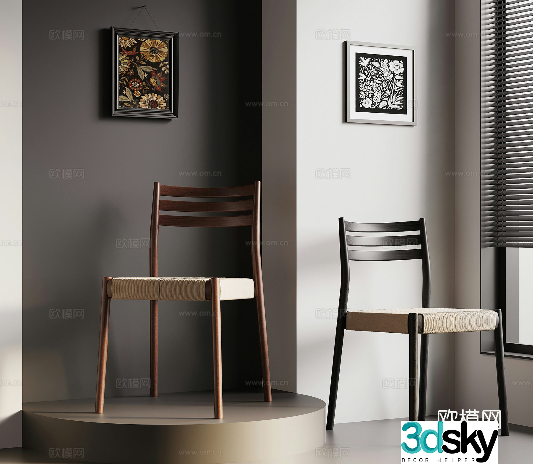 French medieval dining chair casual chair 3d model
