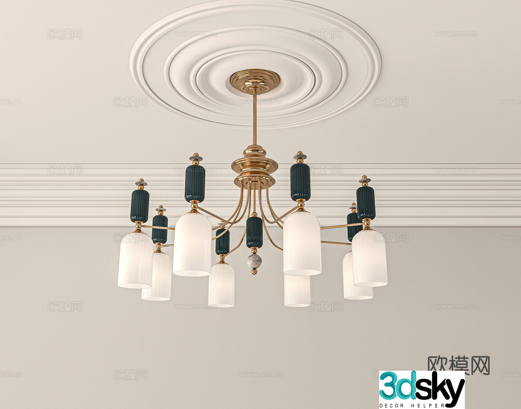 French light luxury living room chandeliers 3D model
