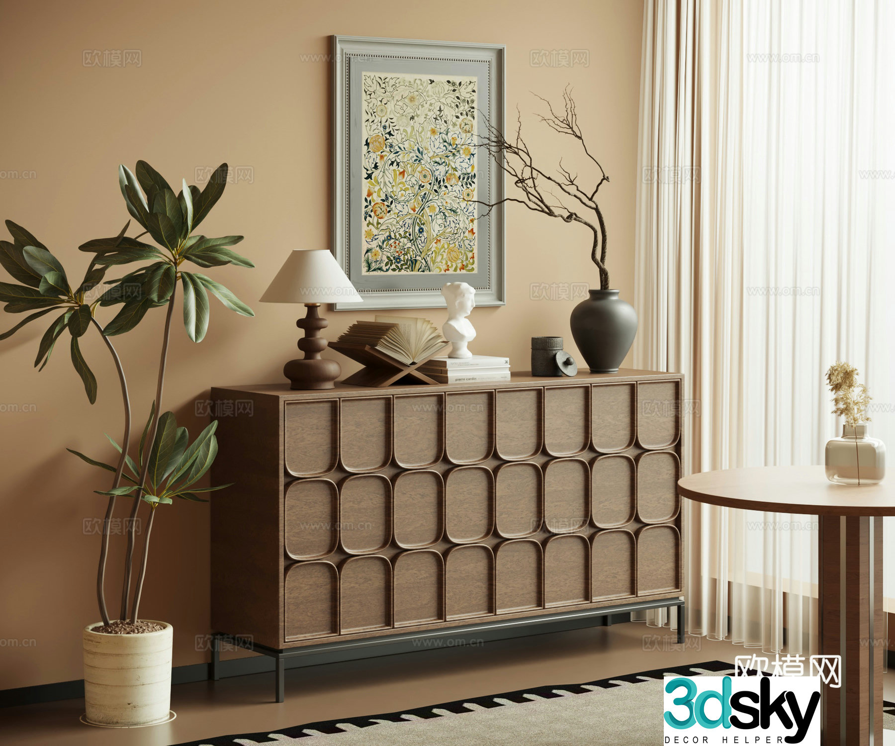 Entrance cabinet medieval style entrance cabinet side cabinet chest of cabinet floor cabinet 3D model