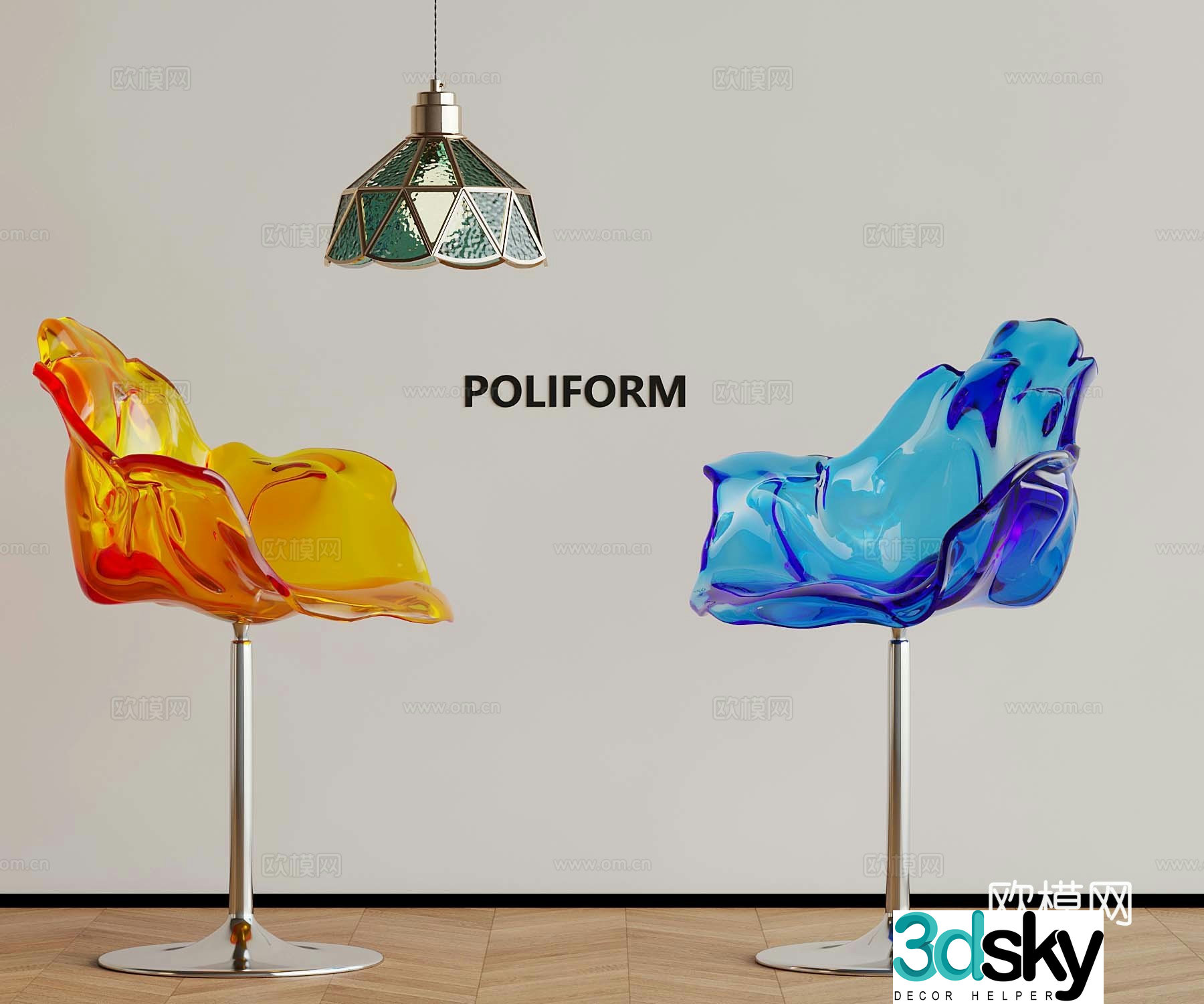 Acrylic bar stool leisure chair chandelier 3d model
