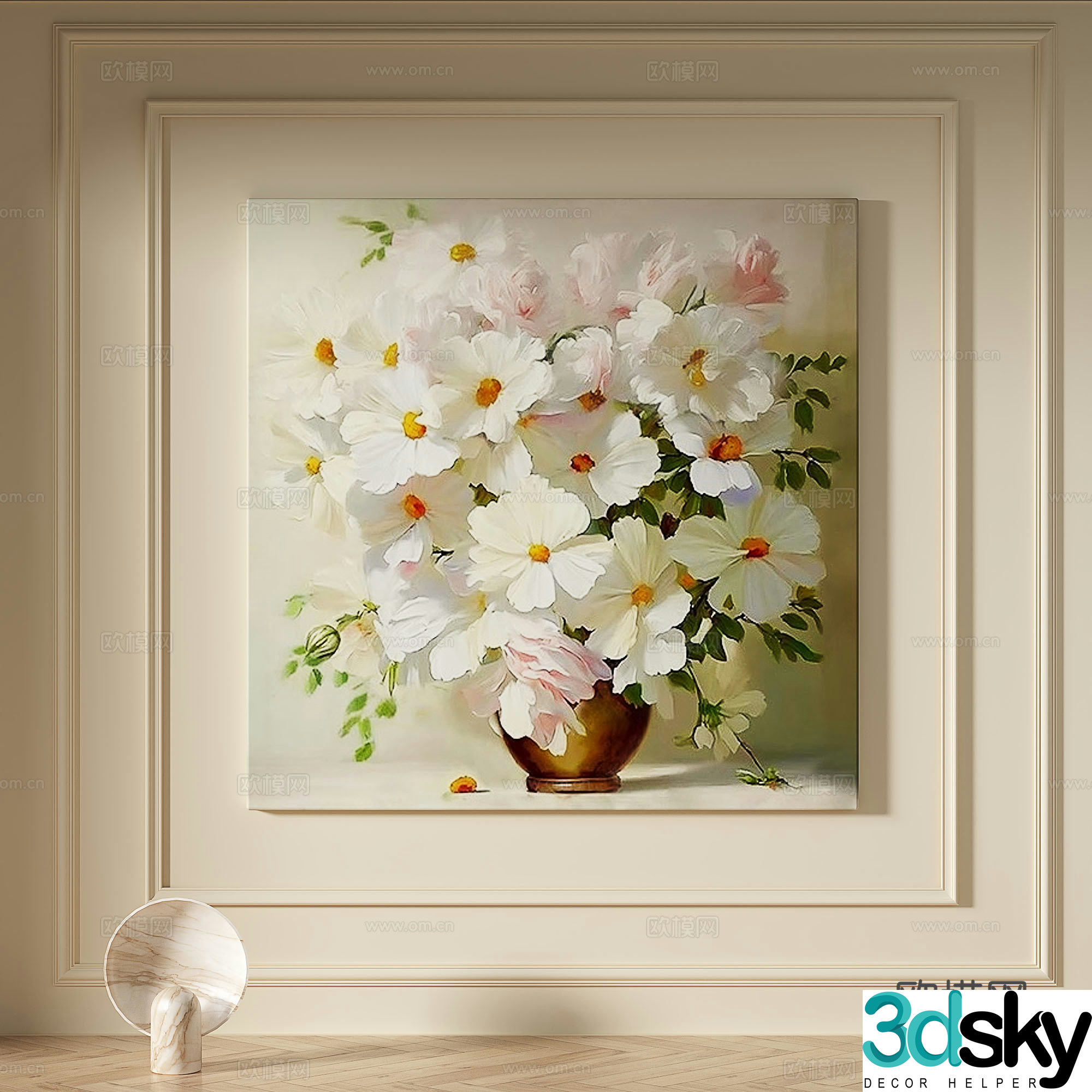 Modern creamy style simple texture abstract light luxury wasabi three-dimensional decorative painting 3d model