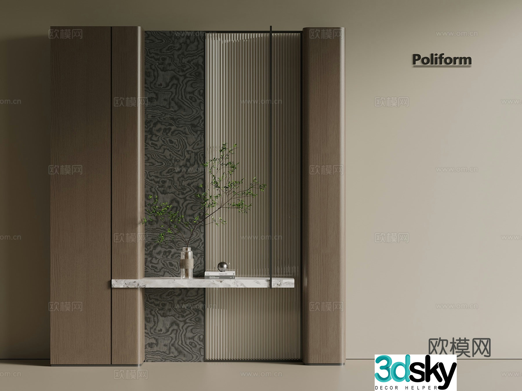 Italian style light luxury entrance cabinet entrance hall entrance cabinet entrance hall shape entrance hall 3D model