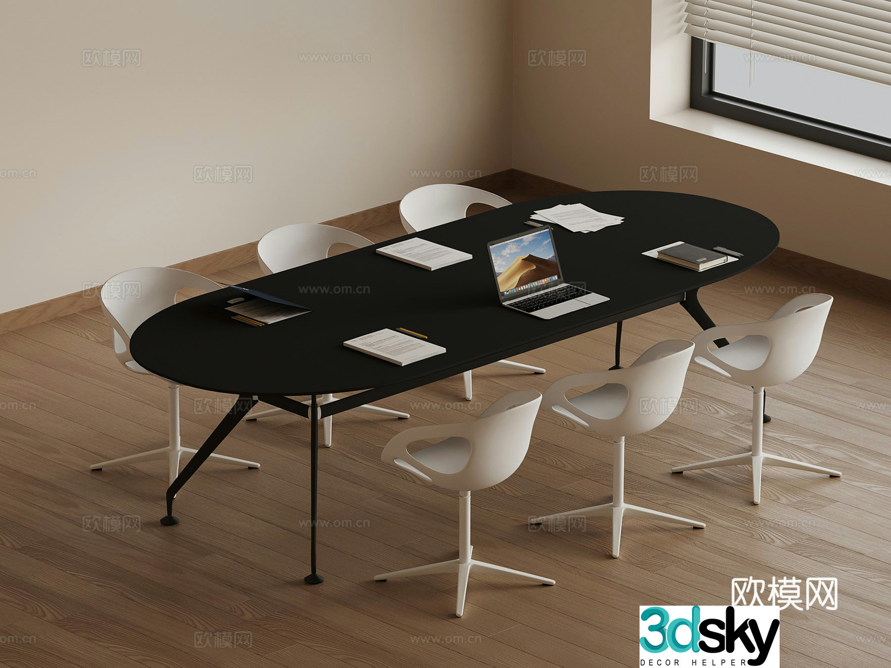 Conference table modern office desk chair 3d model