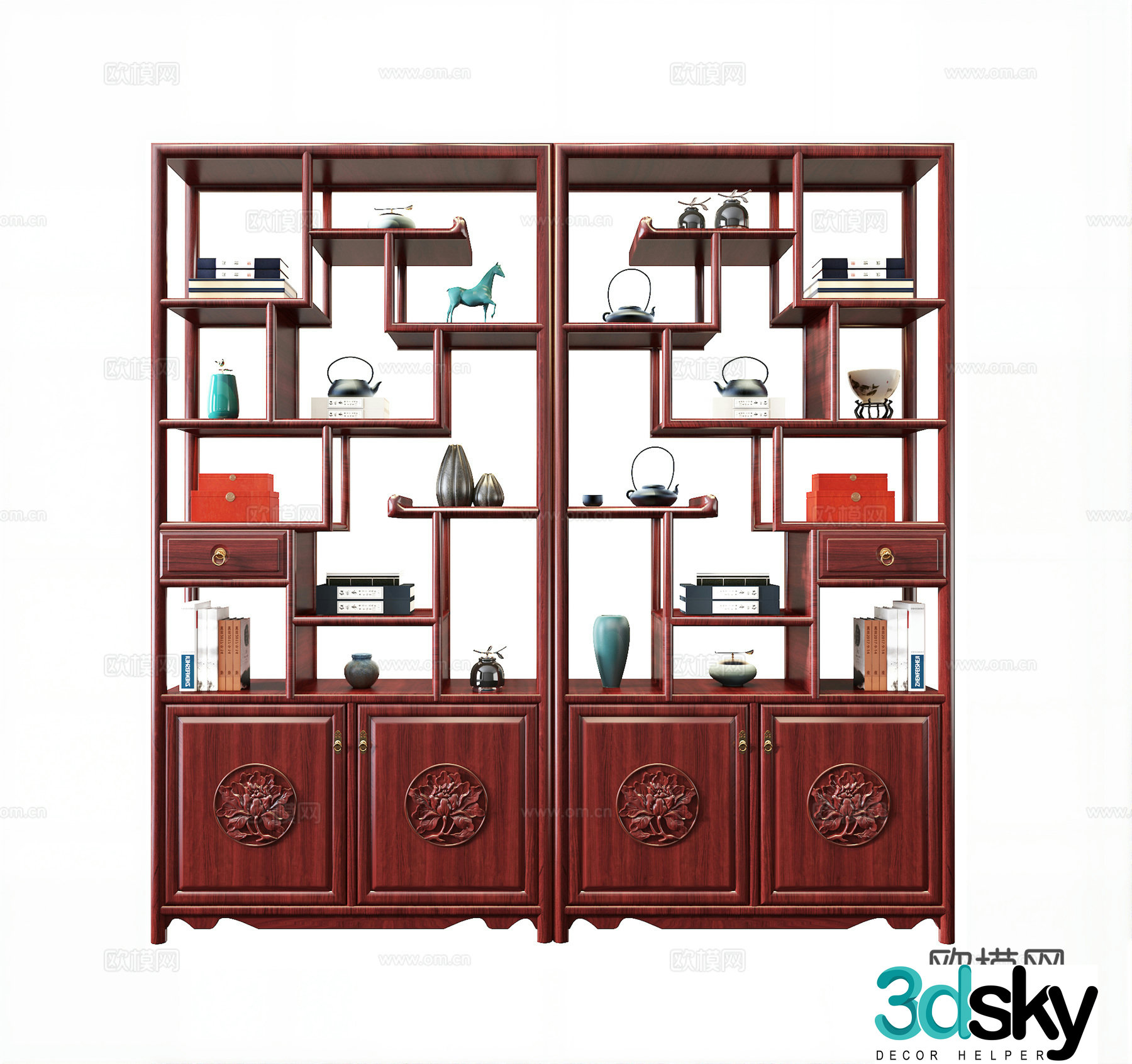 Chinese carved mahogany ancient shelf Chinese mahogany ancient shelf 3D model
