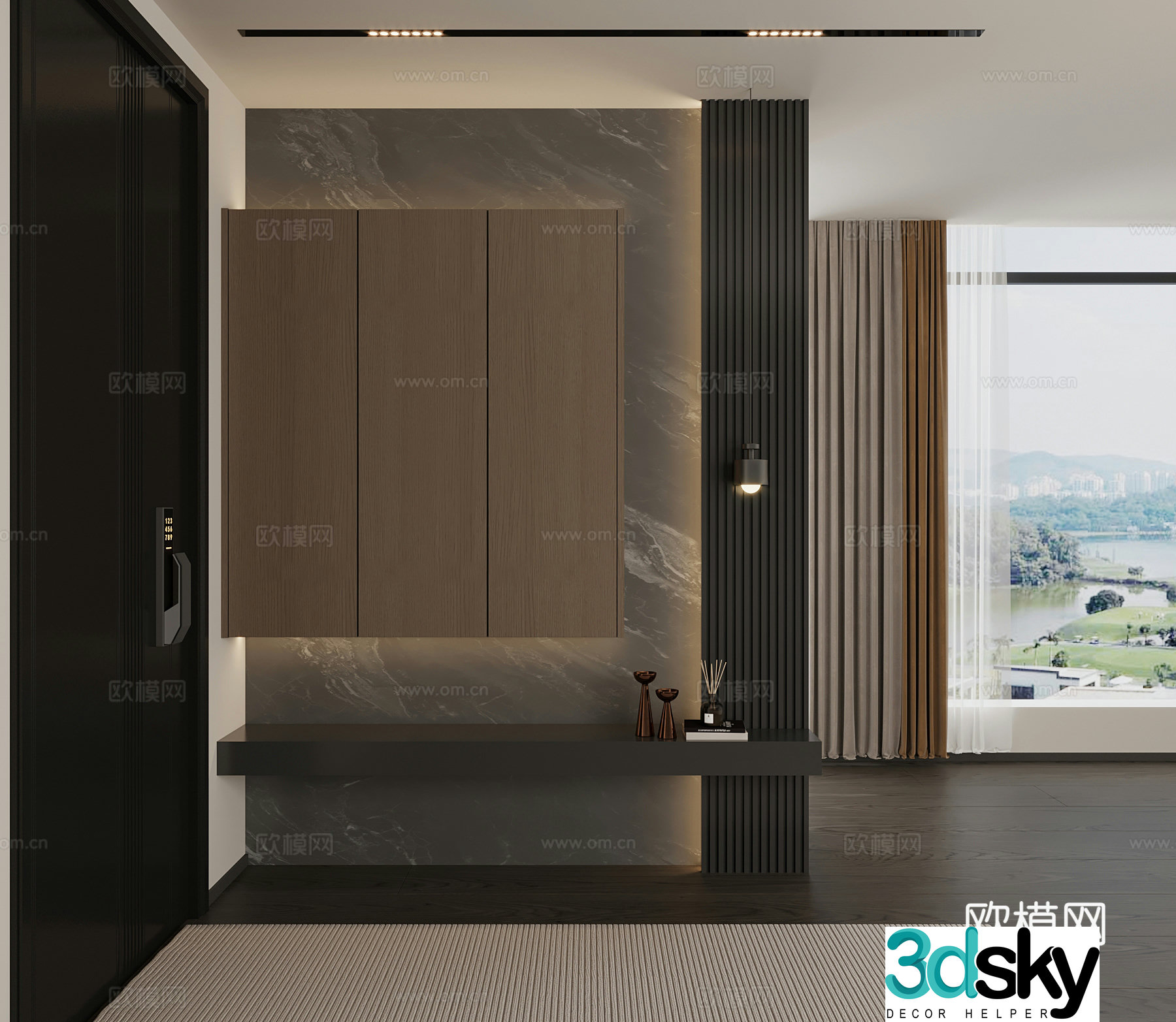 Modern Italian style entrance shoe cabinet entrance cabinet 3D model