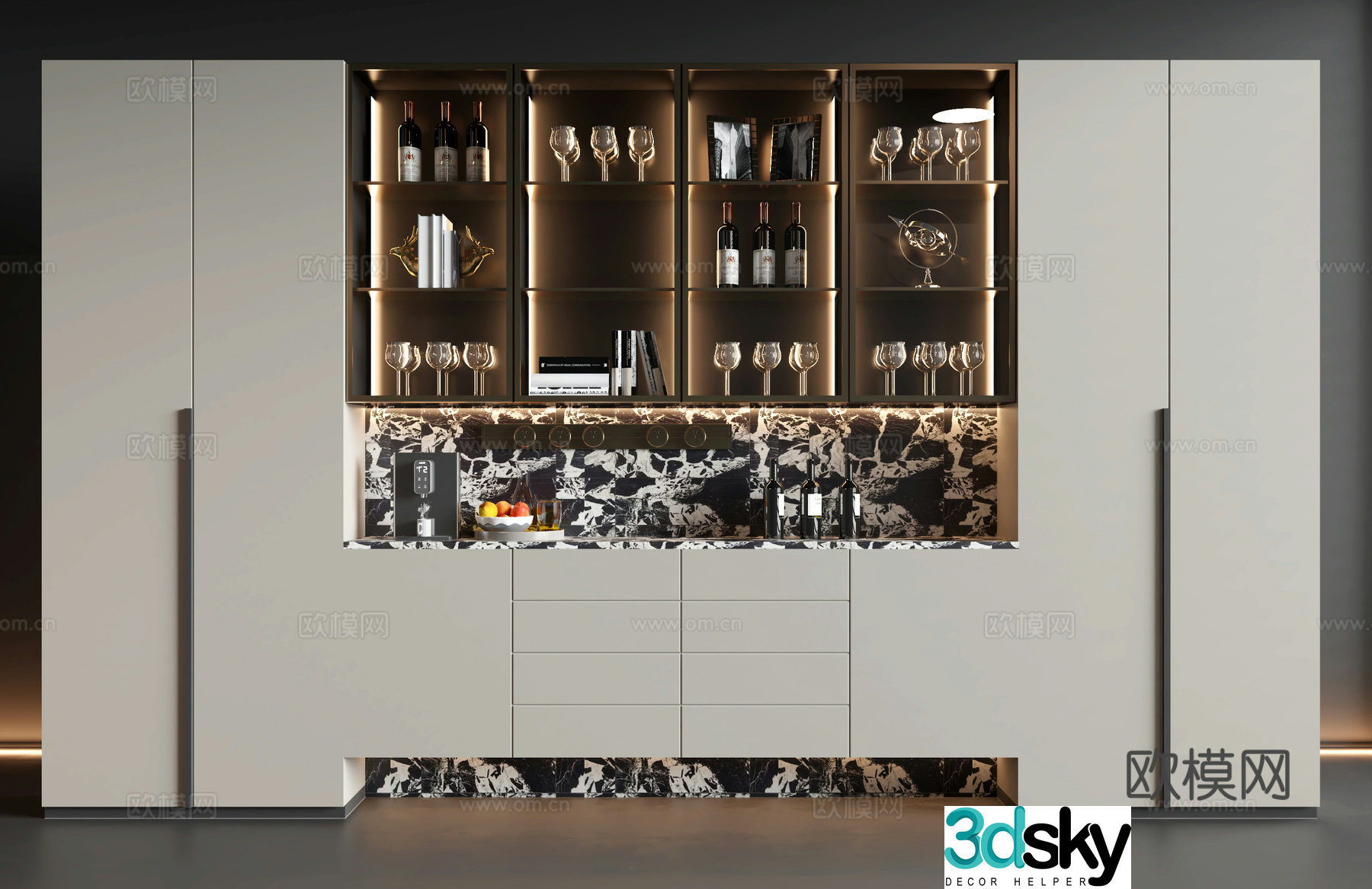 Modern wine cabinet 3d model