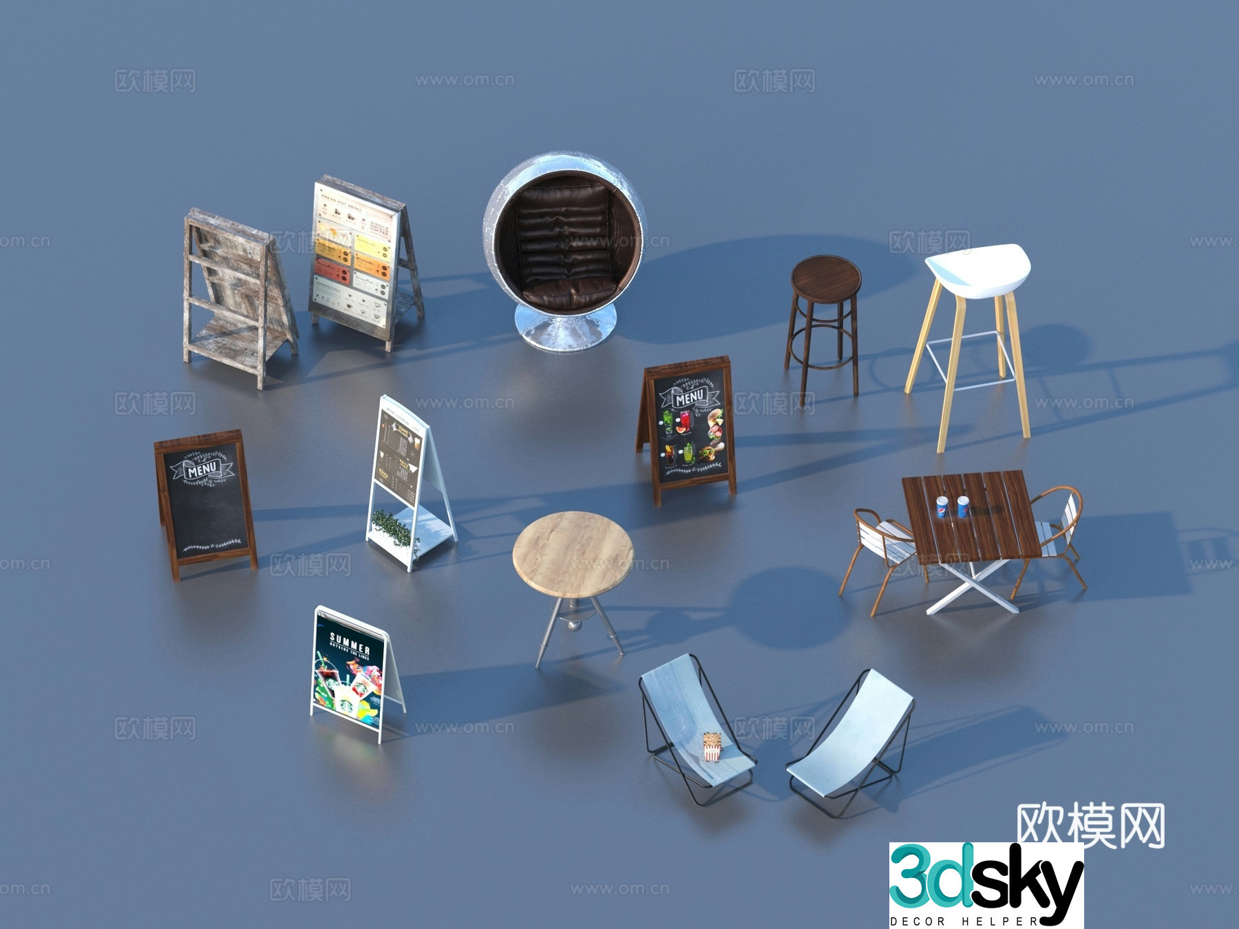 Billboard Outdoor Table and Chair Outdoor Leisure Table and Chair 3D Model