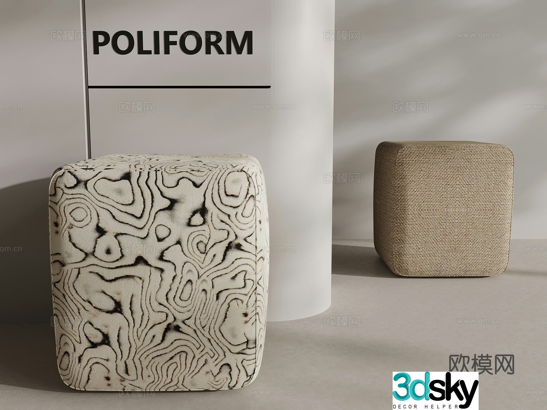 Middle-aged style stool 3d model
