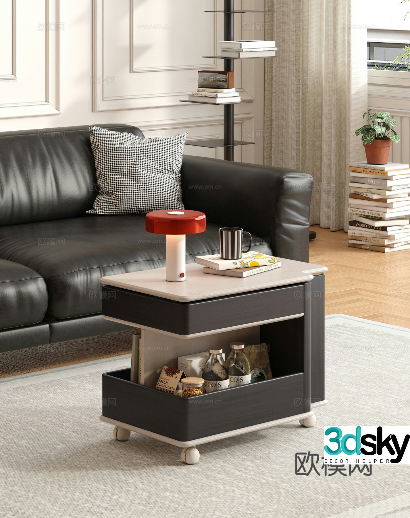 Modern simple side table mobile side table solid wood side table lift side table finished side table 3D model