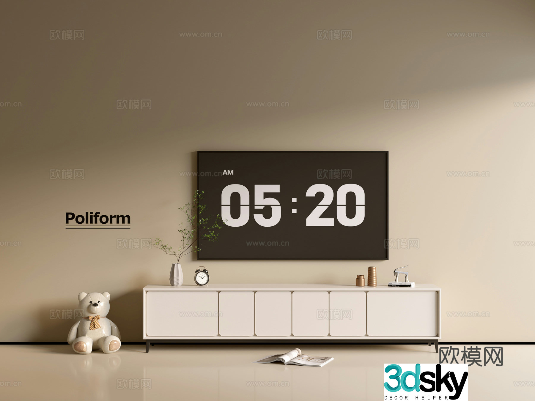Modern cream-air TV cabinet chest of cabinets ins-style minimalist wind cabinet whole cabinet sideboard 3D model