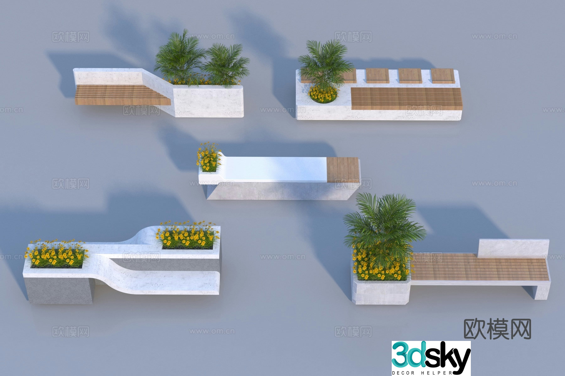 Landscape tree pool seat 3d model