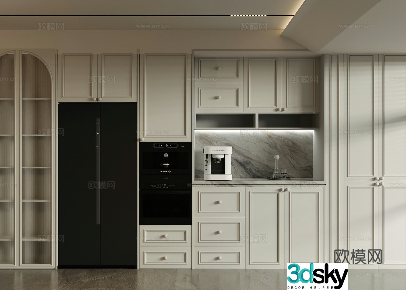 French light luxury sideboard oven sideboard refrigerator sideboard finished sideboard sideboard sideboard 3D model