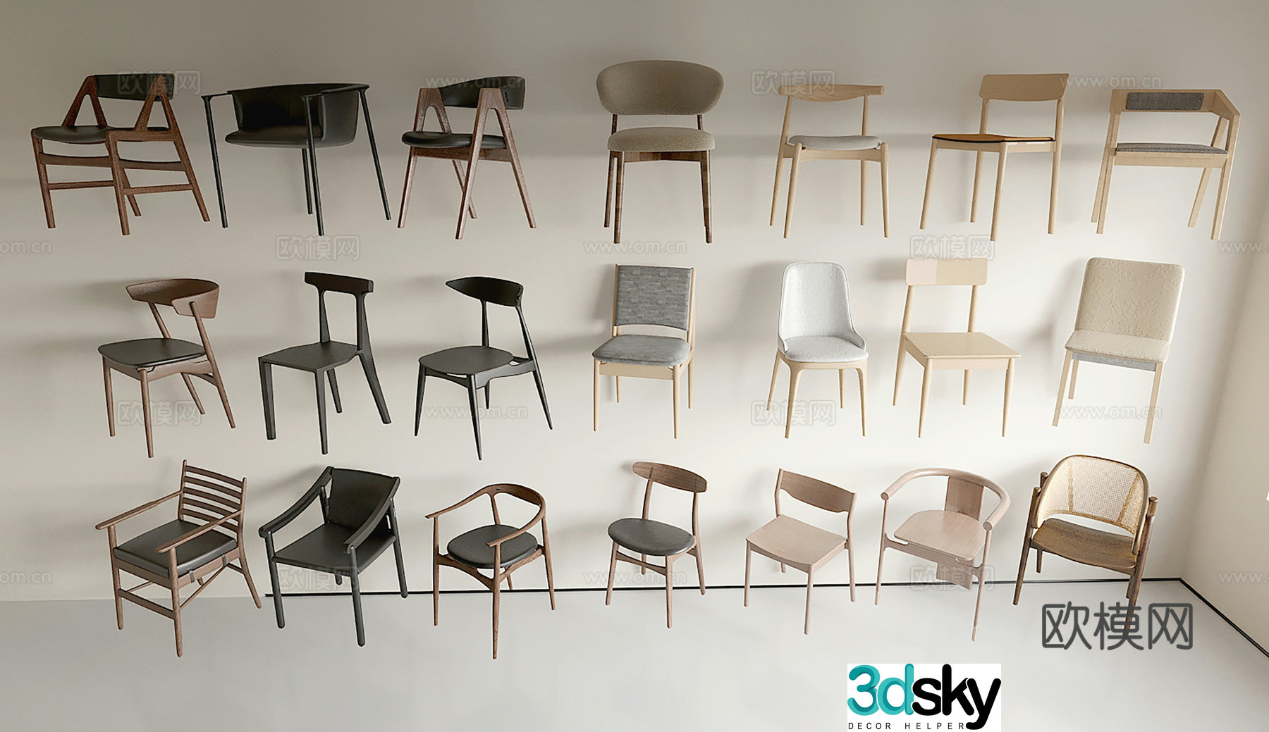 New Chinese style chairs tea chairs leisure chairs dining chairs 3d model