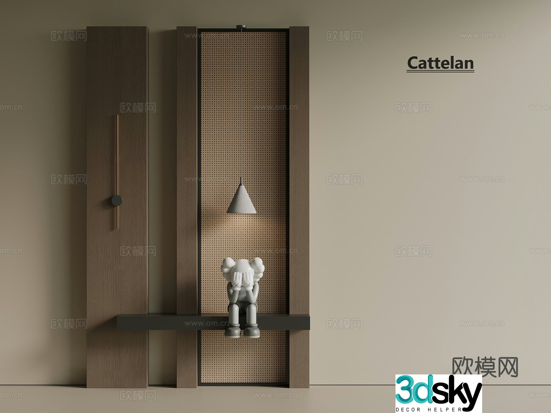 Italian style light luxury entrance hall corridor hall entrance hall ornaments end view villa entrance hall 3D model